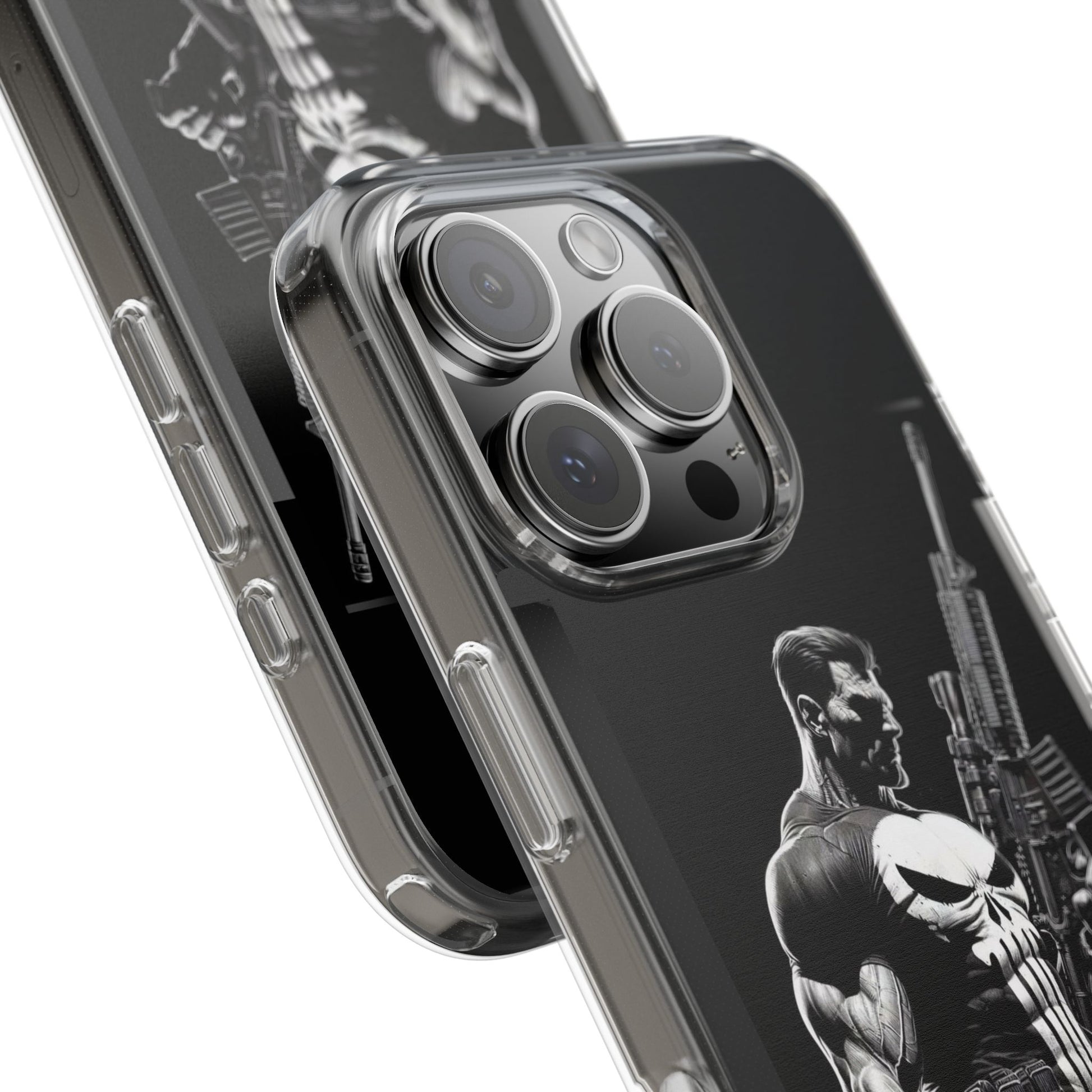 Phone Case, Comic book Inspired Design Punisher, Clear Phone Cover, Funny