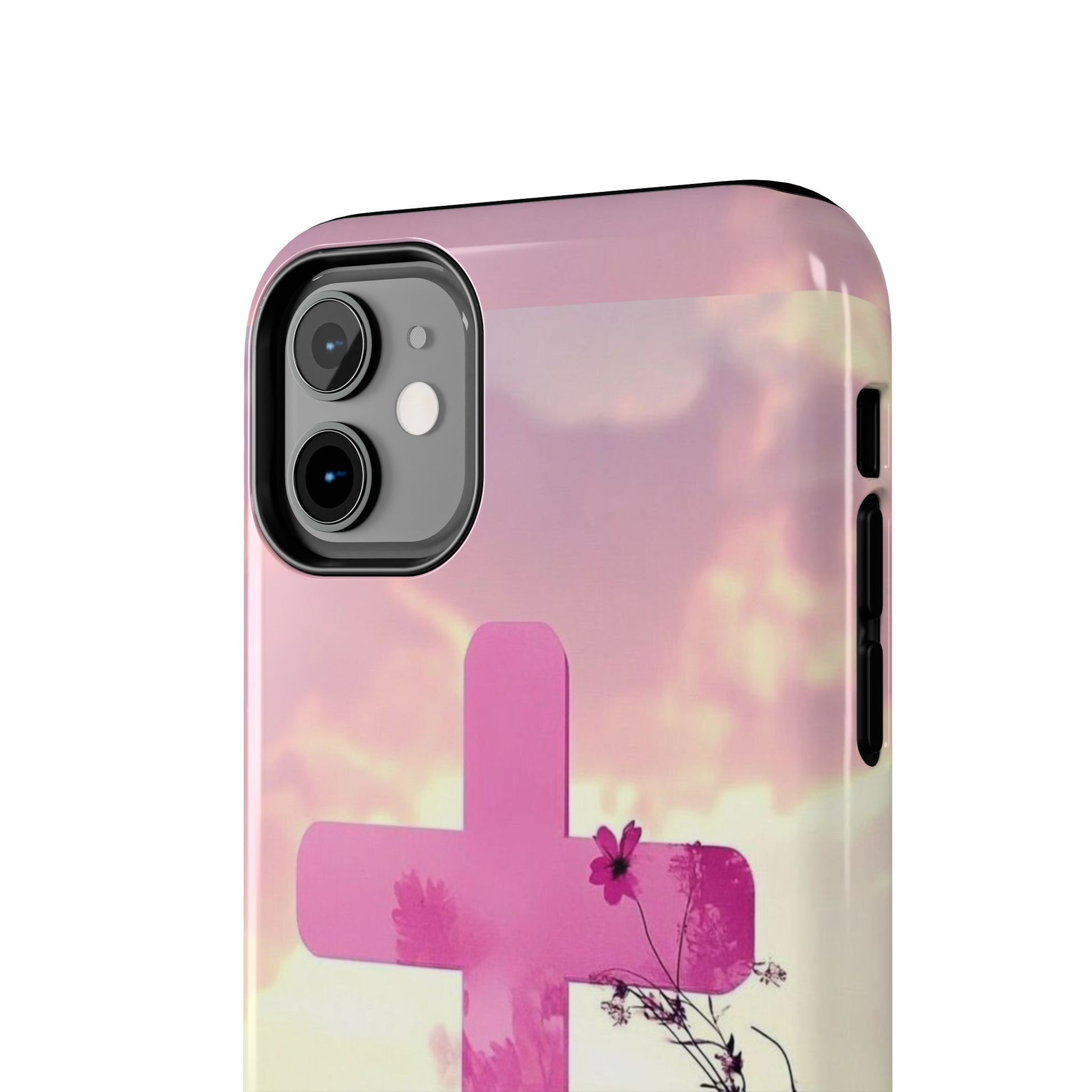 Pink Cross in Field Christian Theme Phone Cases for iPhones & Samsung Phones