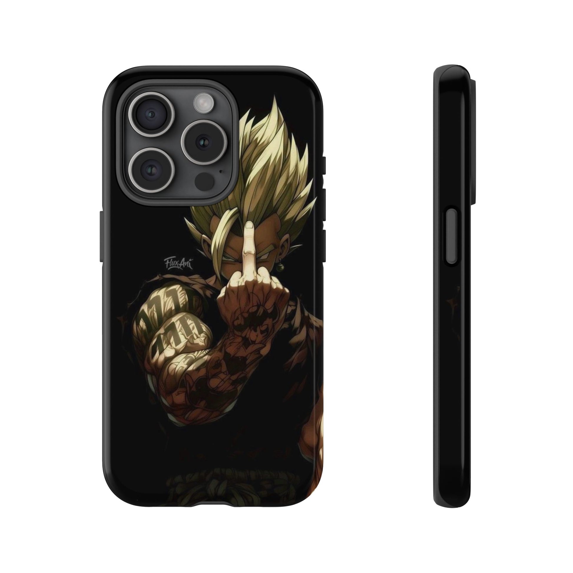 Middle Finger SS Goku Dragon Ball Z Tough Cases for iPhones, Samsung, and Pixel