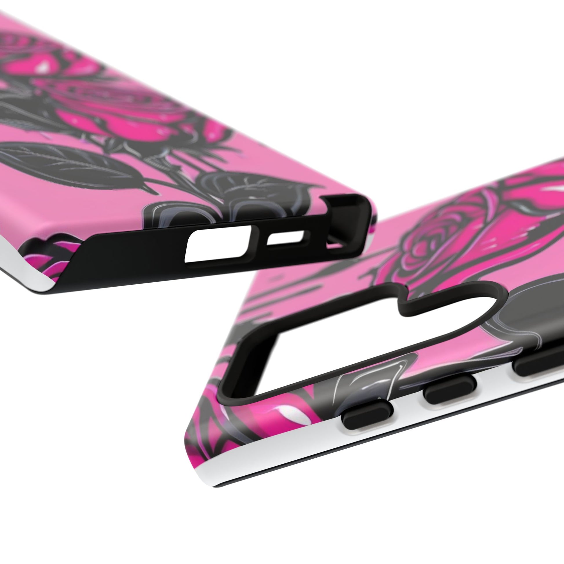Pink Rose Tough Girly Cases for iPhones, Samsung, and Pixel