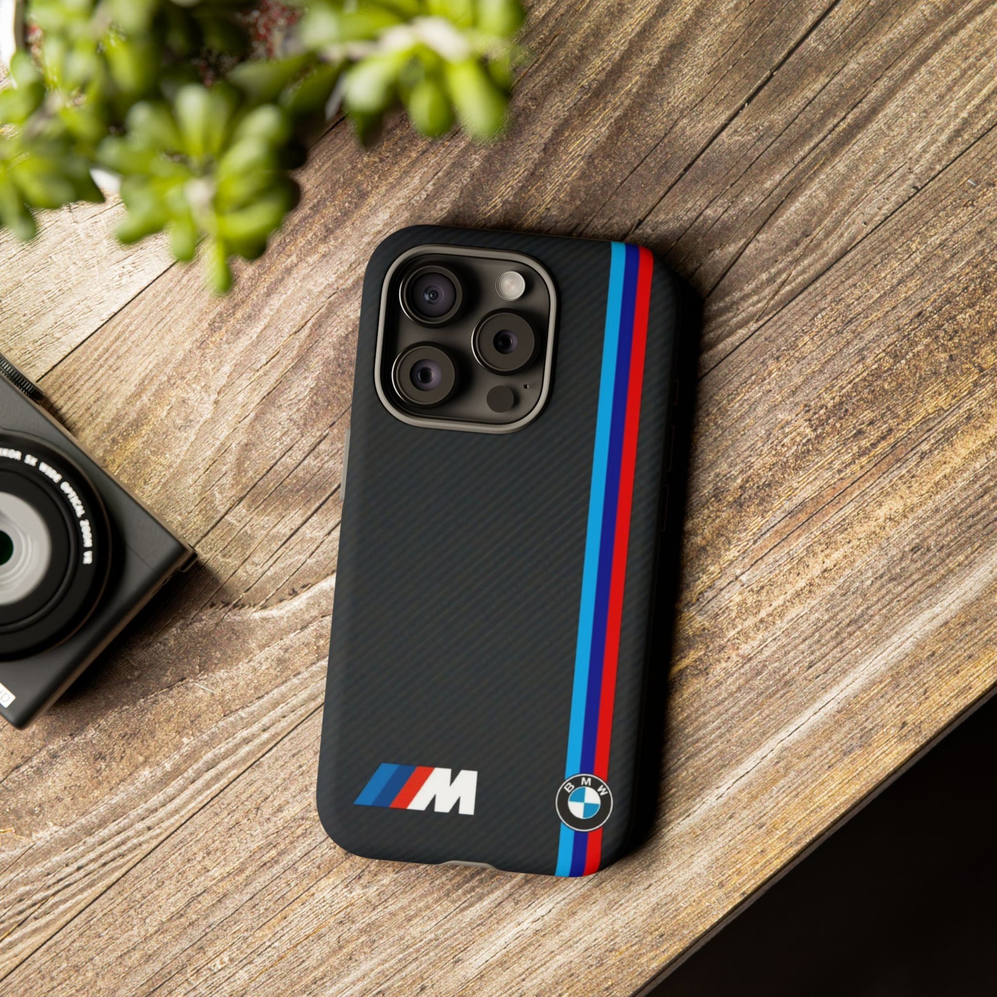 BMW M Stripes Carbon Fiber Design Tough Cases for iPhones, Samsung, and Pixel
