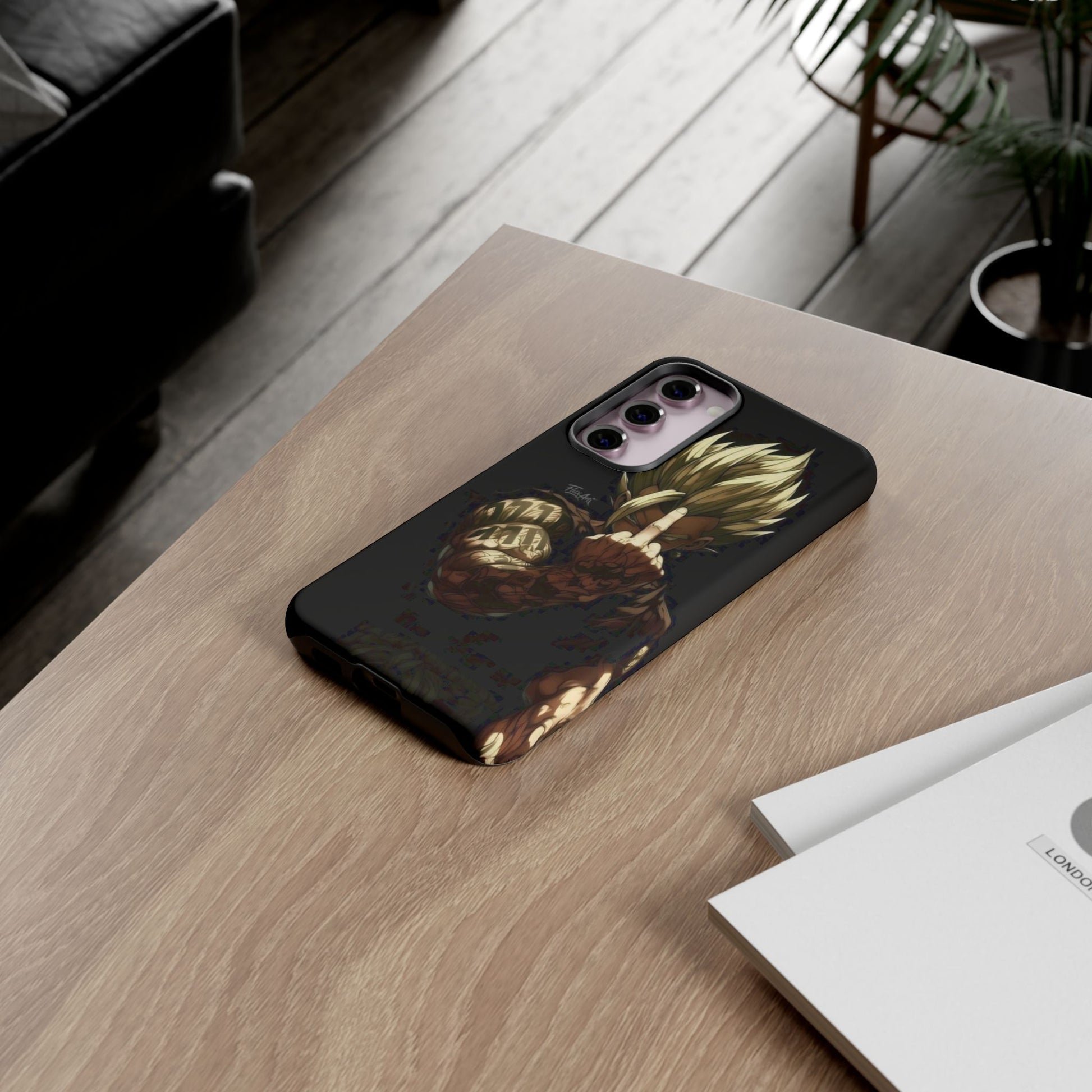 Middle Finger SS Goku Dragon Ball Z Tough Cases for iPhones, Samsung, and Pixel