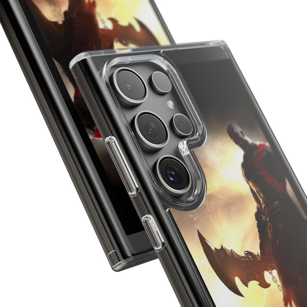 Phone Case, Gaming Inspired War God Clear Case for Gamers, PS4 Fans,