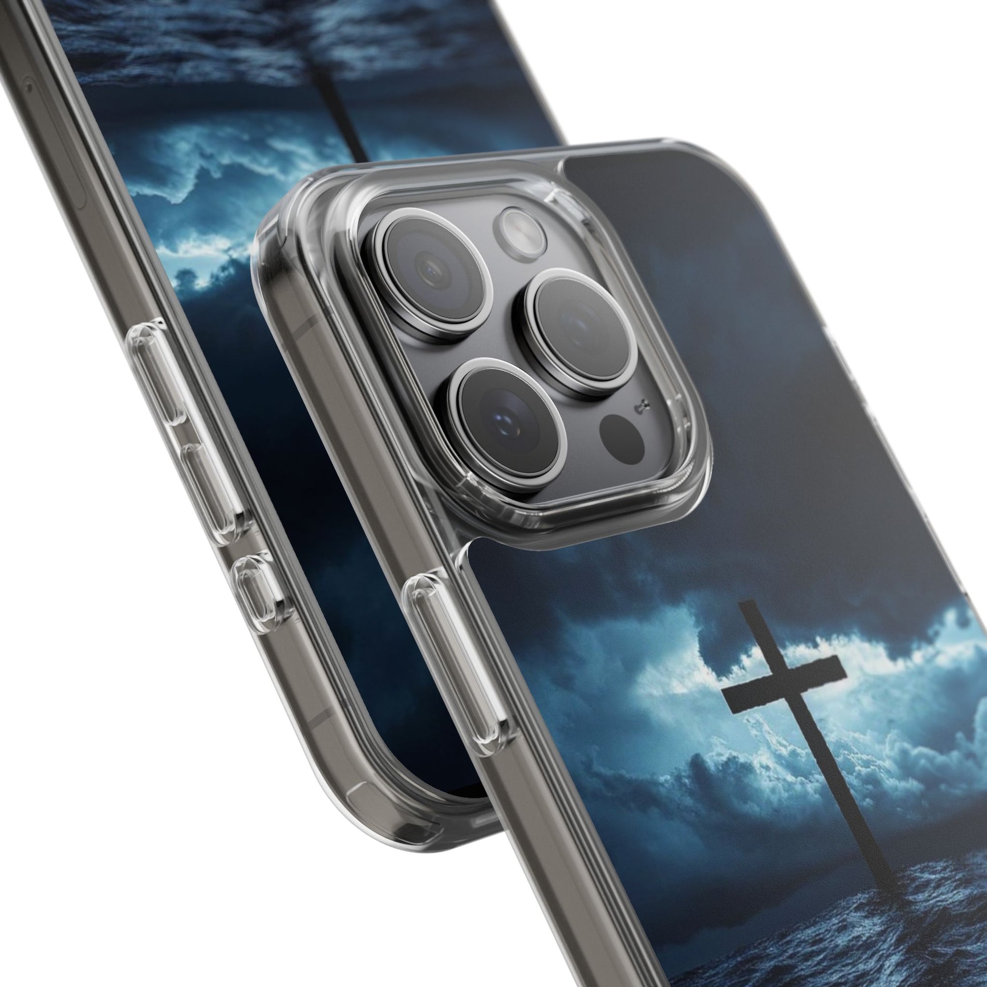 Christian Cross Storm Clear Case - Religious iPhone Samsung Cover, Faith Phone