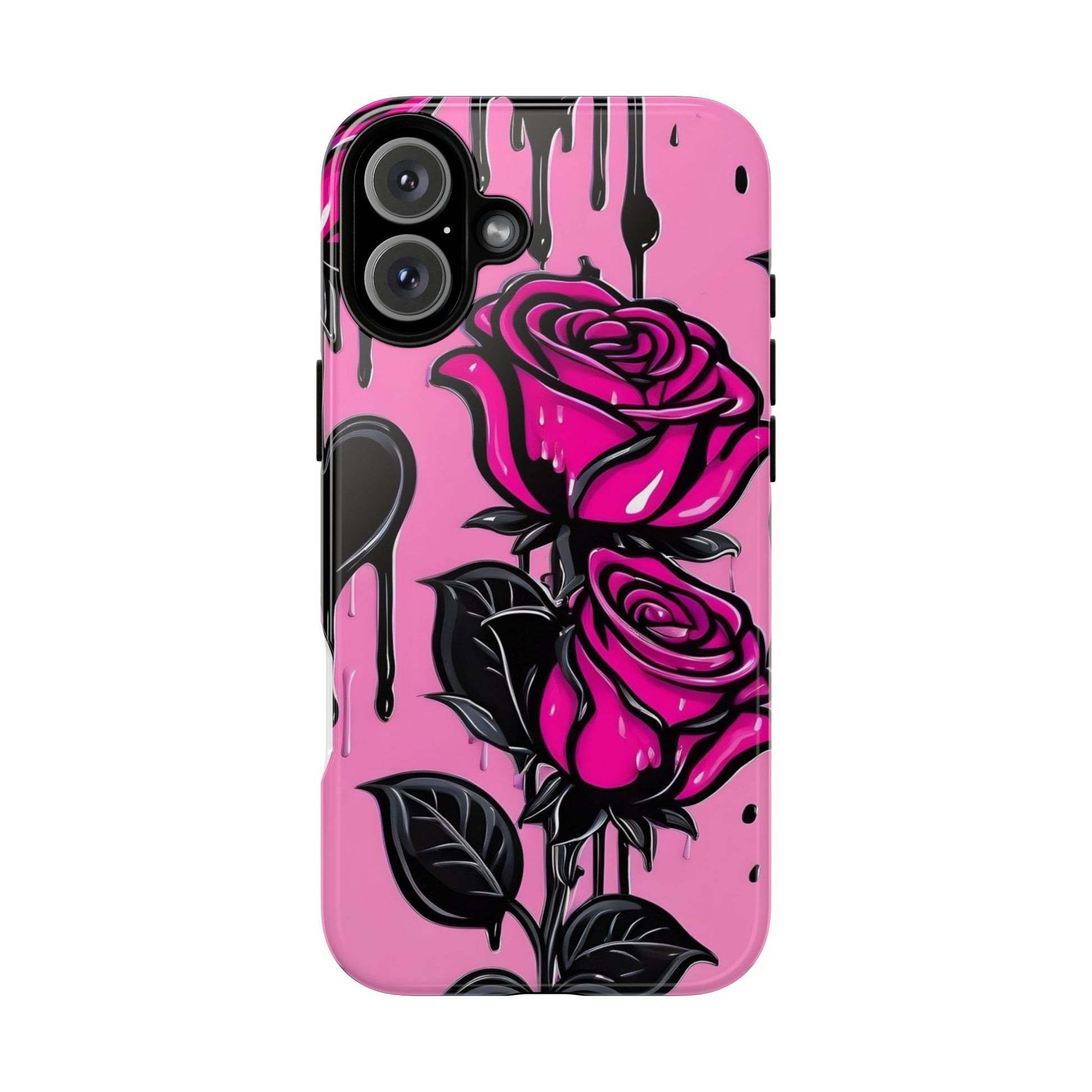 Pink Rose Tough Girly Cases for iPhones, Samsung, and Pixel