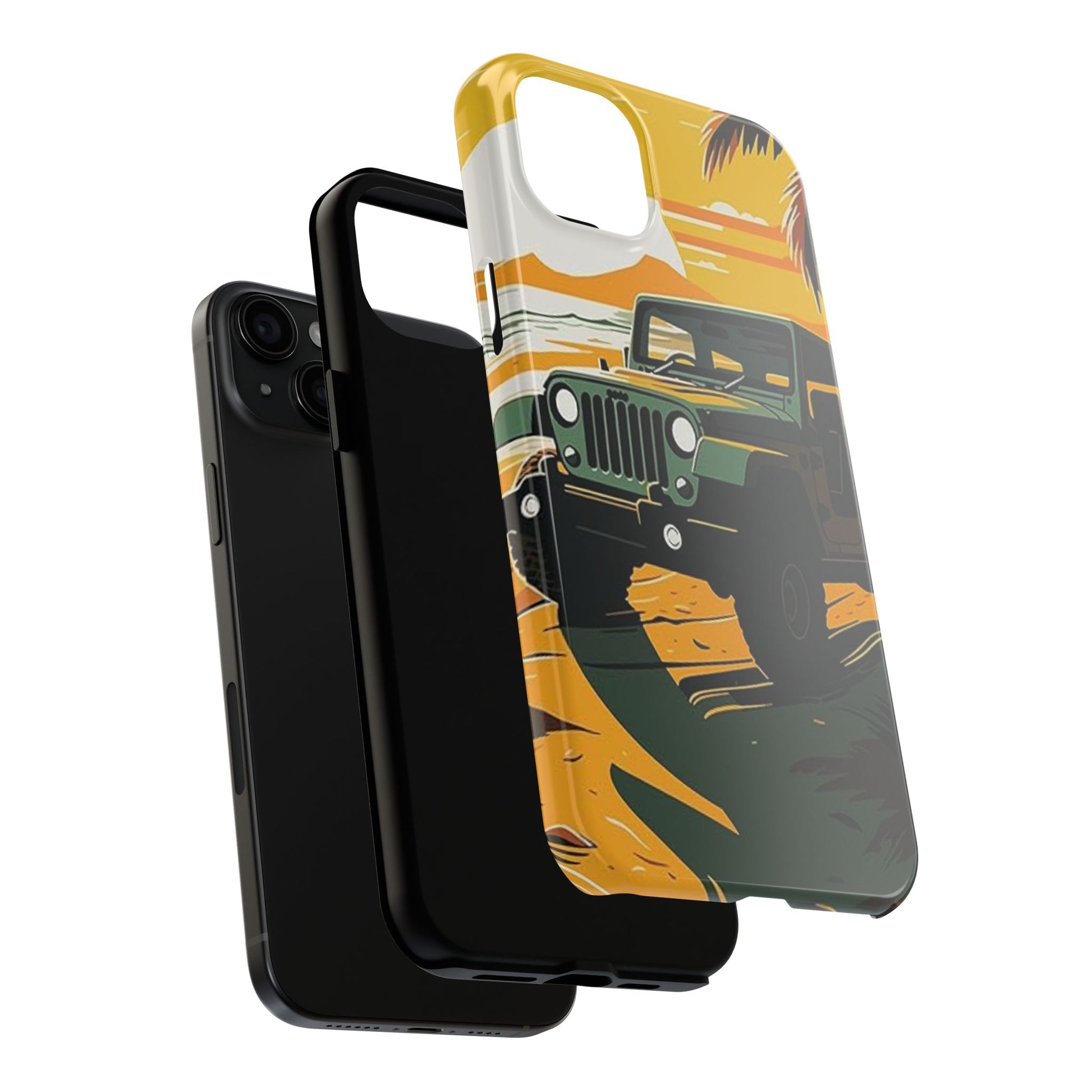 Jeep on Beach Artistic Tough Phone Cases for Iphones & Samsung Phones Durable