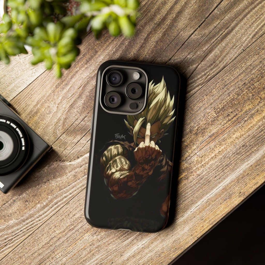 Middle Finger SS Goku Dragon Ball Z Tough Cases for iPhones, Samsung, and Pixel