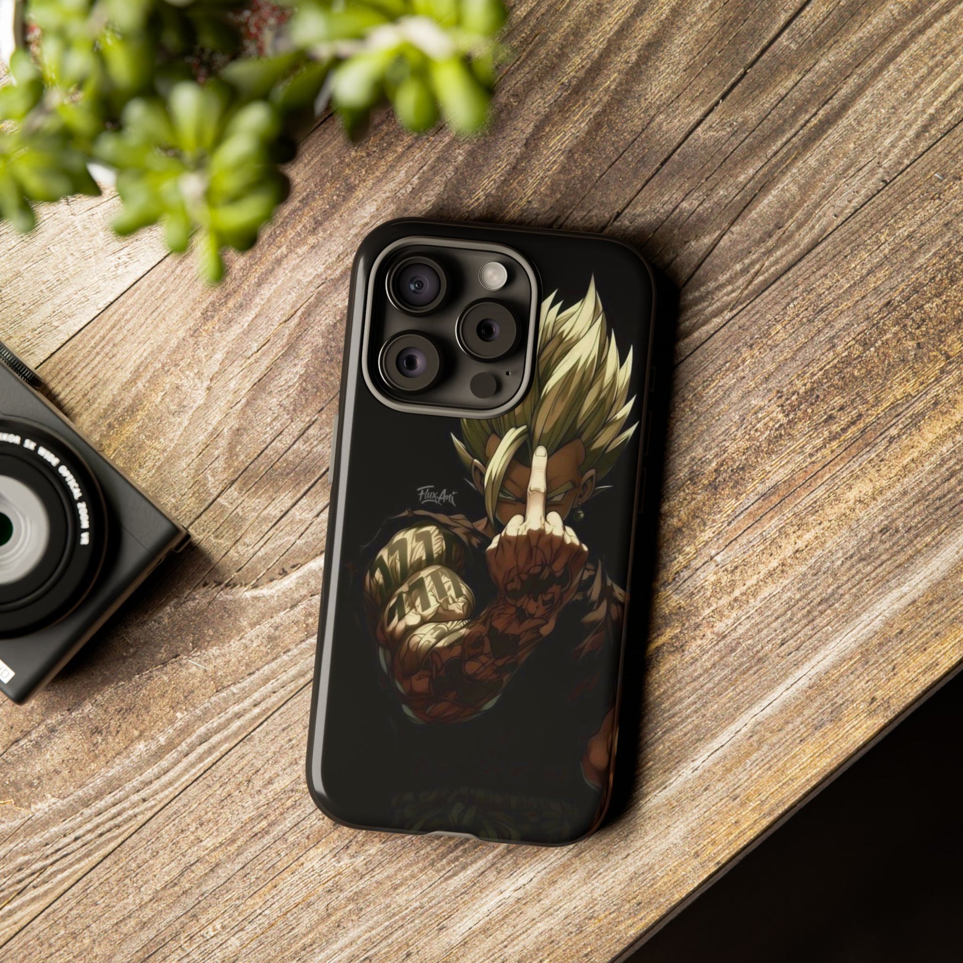 Middle Finger SS Goku Dragon Ball Z Tough Cases for iPhones, Samsung, and Pixel