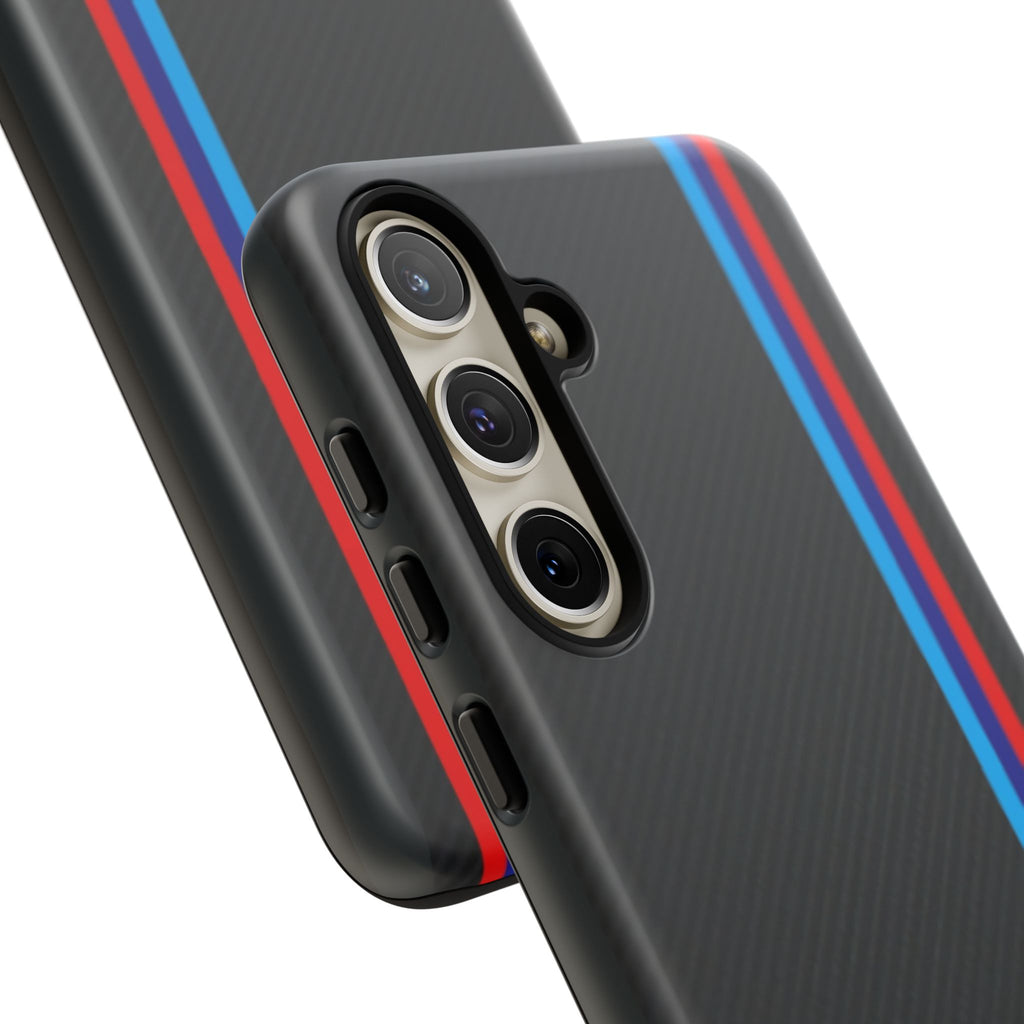 BMW M Stripes Carbon Fiber Design Tough Cases for iPhones, Samsung, and Pixel
