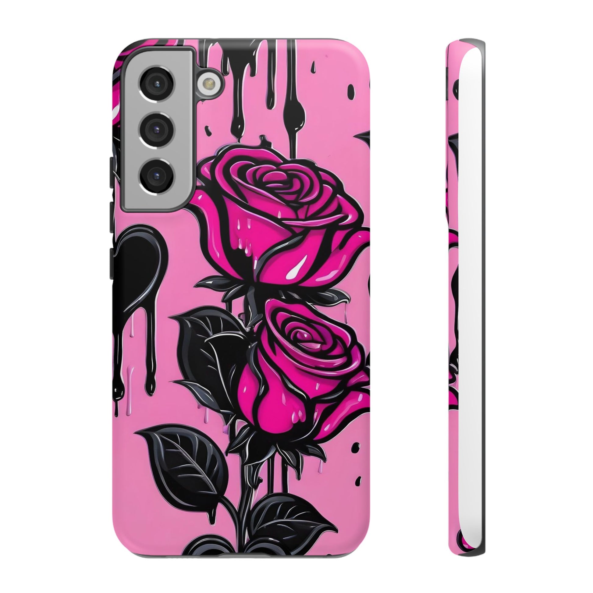 Pink Rose Tough Girly Cases for iPhones, Samsung, and Pixel