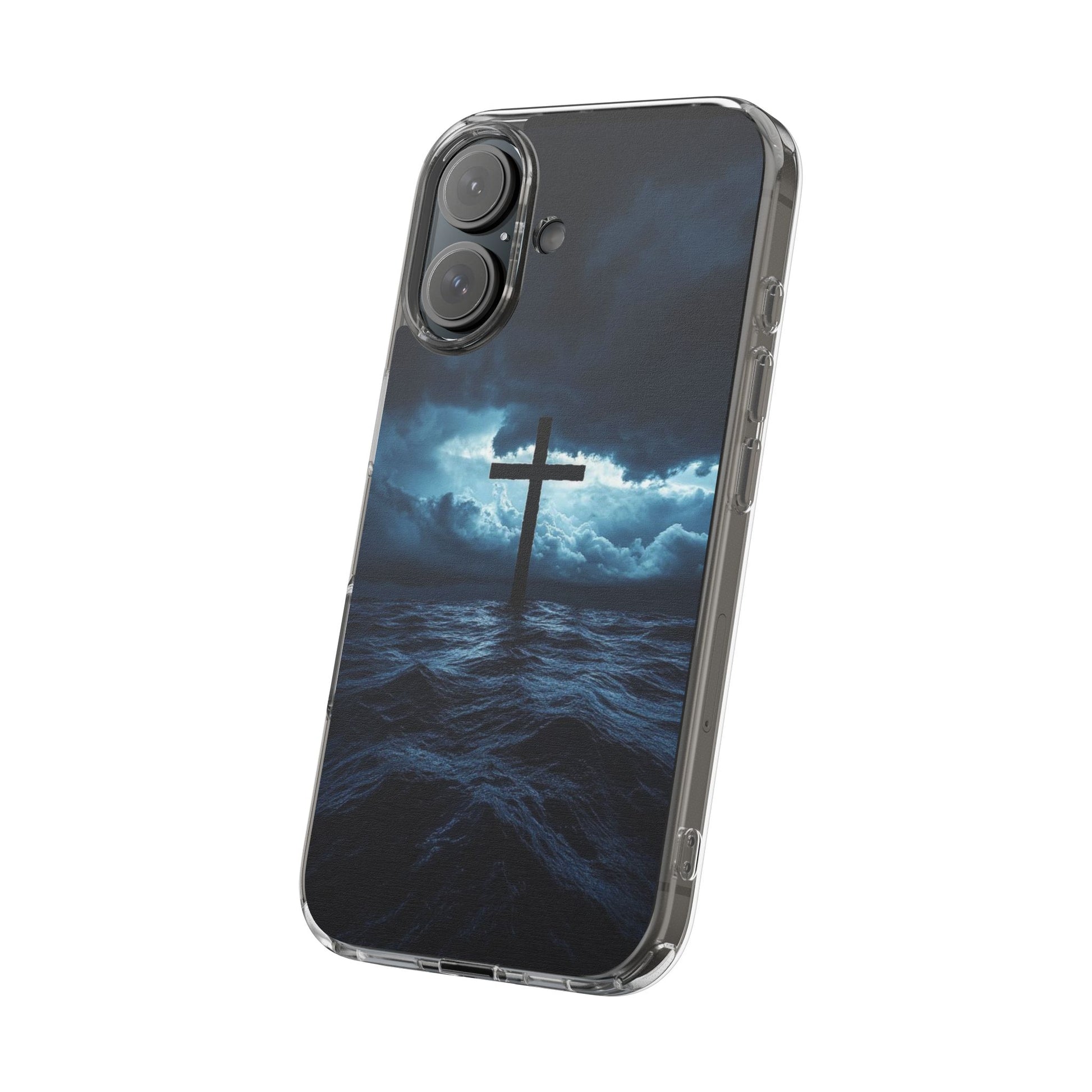 Christian Cross Storm Clear Case - Religious iPhone Samsung Cover, Faith Phone