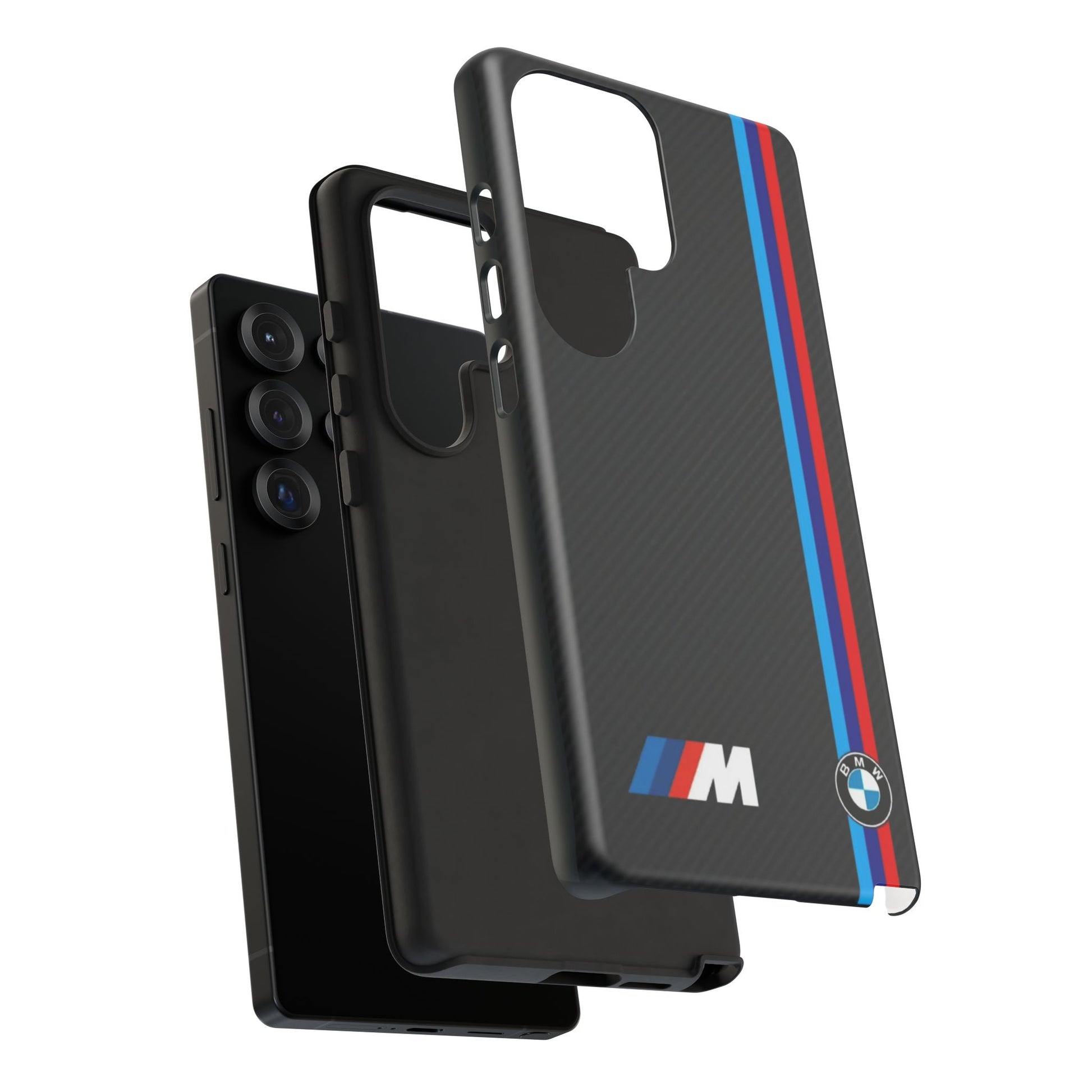 BMW M Stripes Carbon Fiber Design Tough Cases for iPhones, Samsung, and Pixel