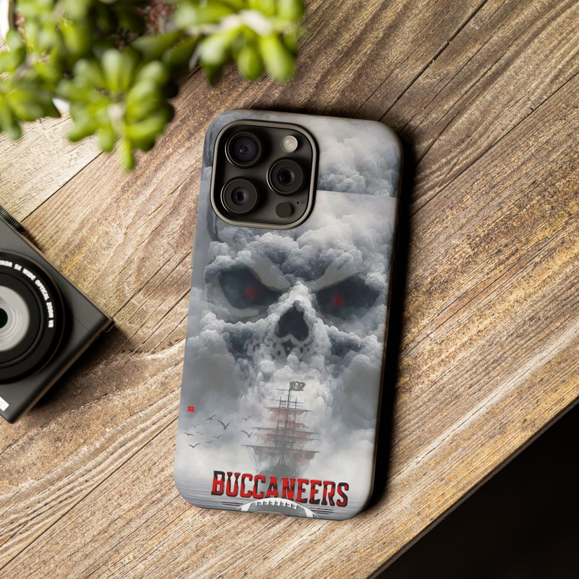 Skull Pirate Ship Football Buccaneers Tough Cases for iPhones, Samsung, and Pixel
