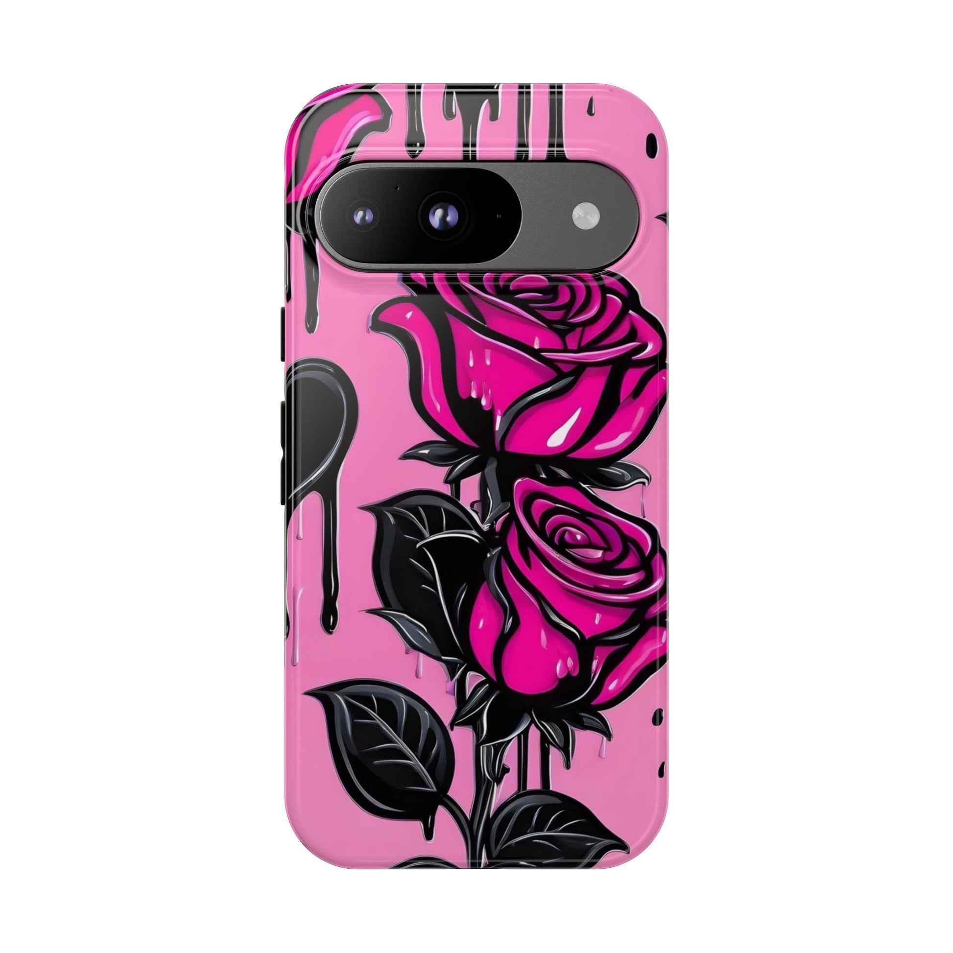 Pink Rose Tough Girly Cases for iPhones, Samsung, and Pixel