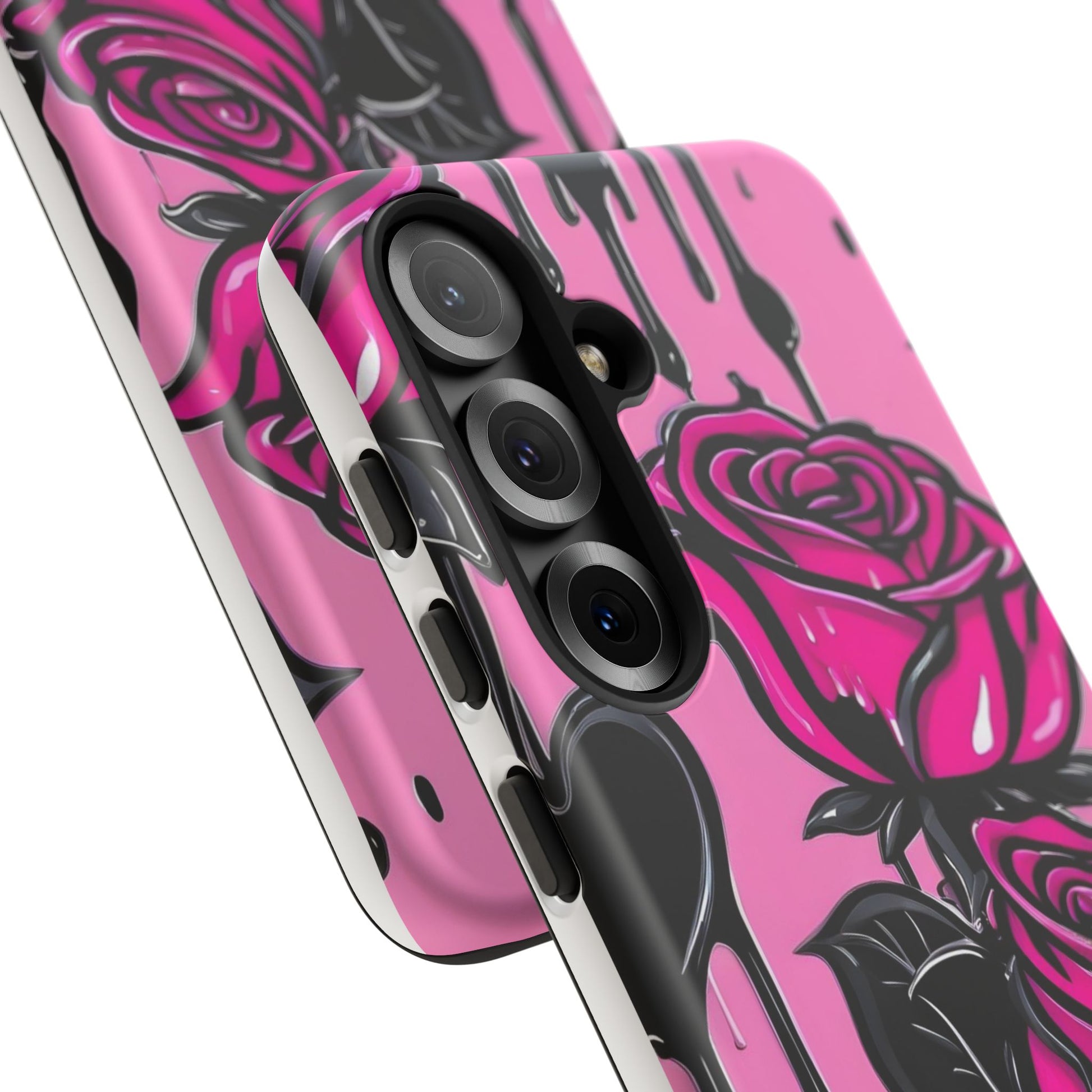 Pink Rose Tough Girly Cases for iPhones, Samsung, and Pixel