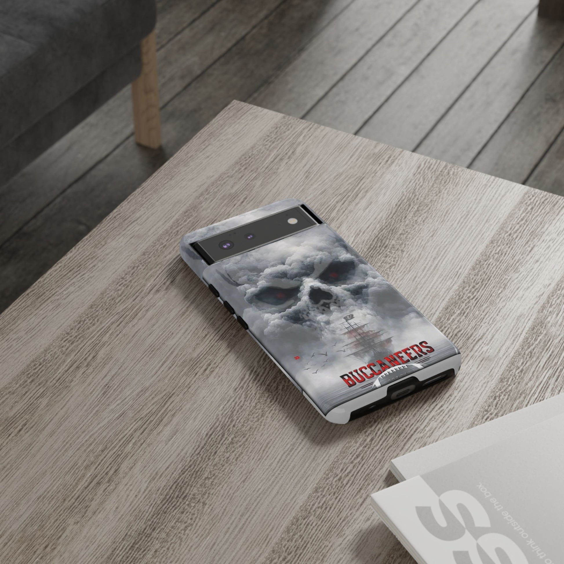Skull Pirate Ship Football Buccaneers Tough Cases for iPhones, Samsung, and Pixel