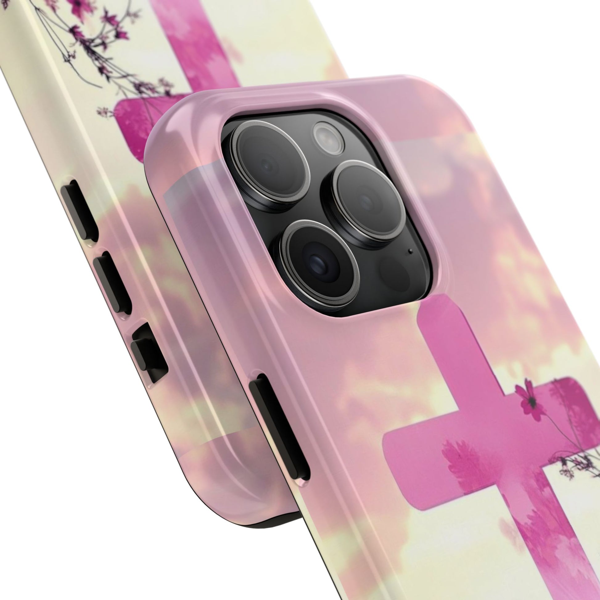 Pink Cross in Field Christian Theme Phone Cases for iPhones & Samsung Phones