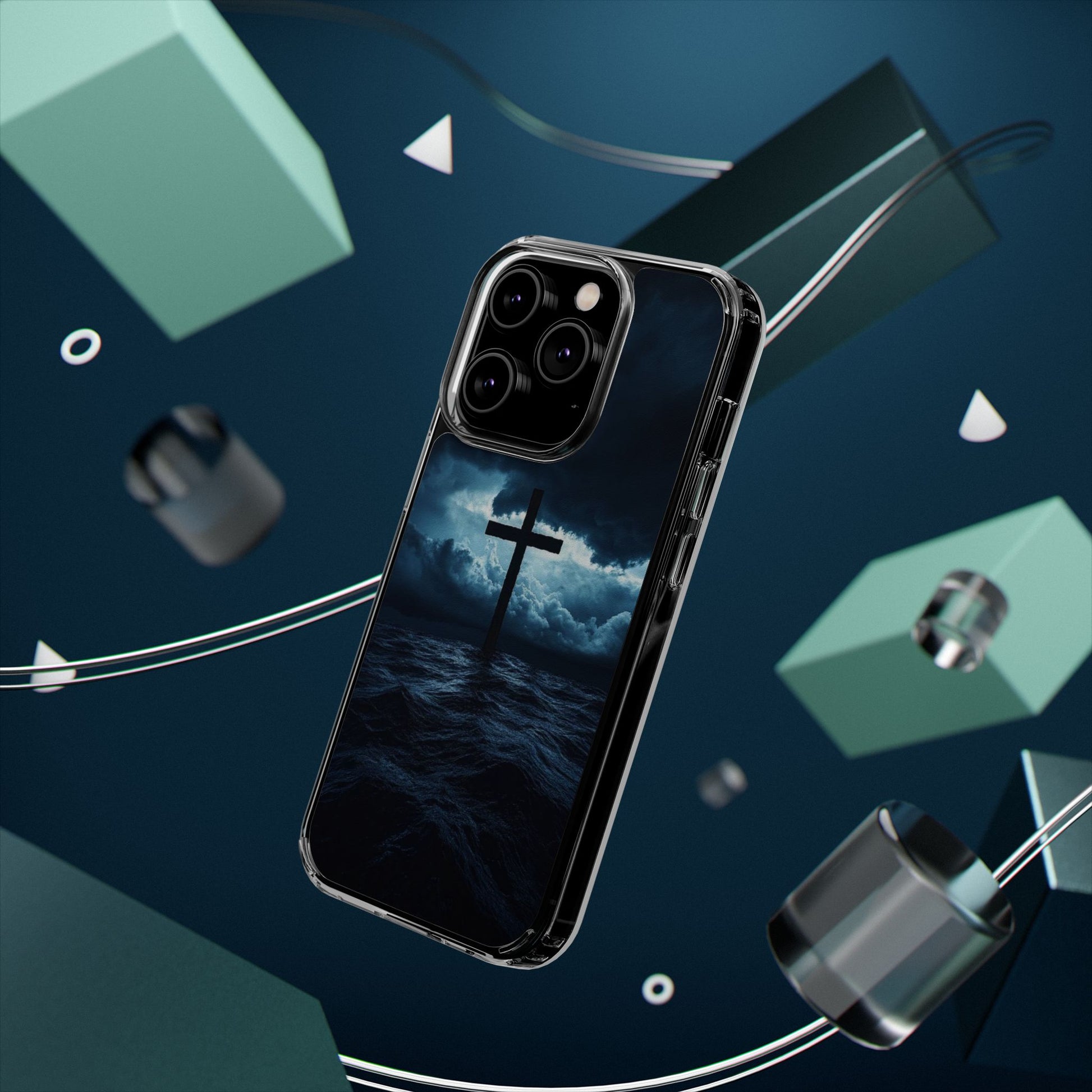 Christian Cross Storm Clear Case - Religious iPhone Samsung Cover, Faith Phone
