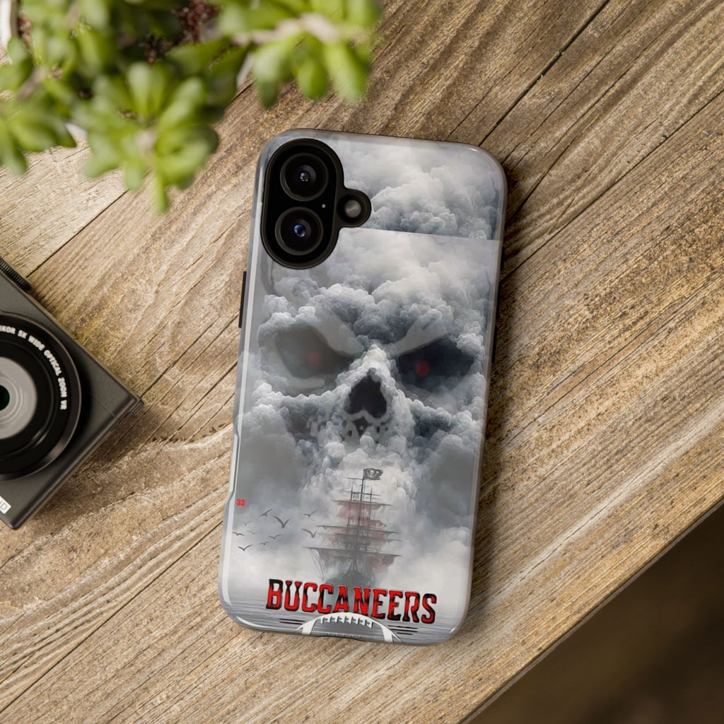 Skull Pirate Ship Football Buccaneers Tough Cases for iPhones, Samsung, and Pixel