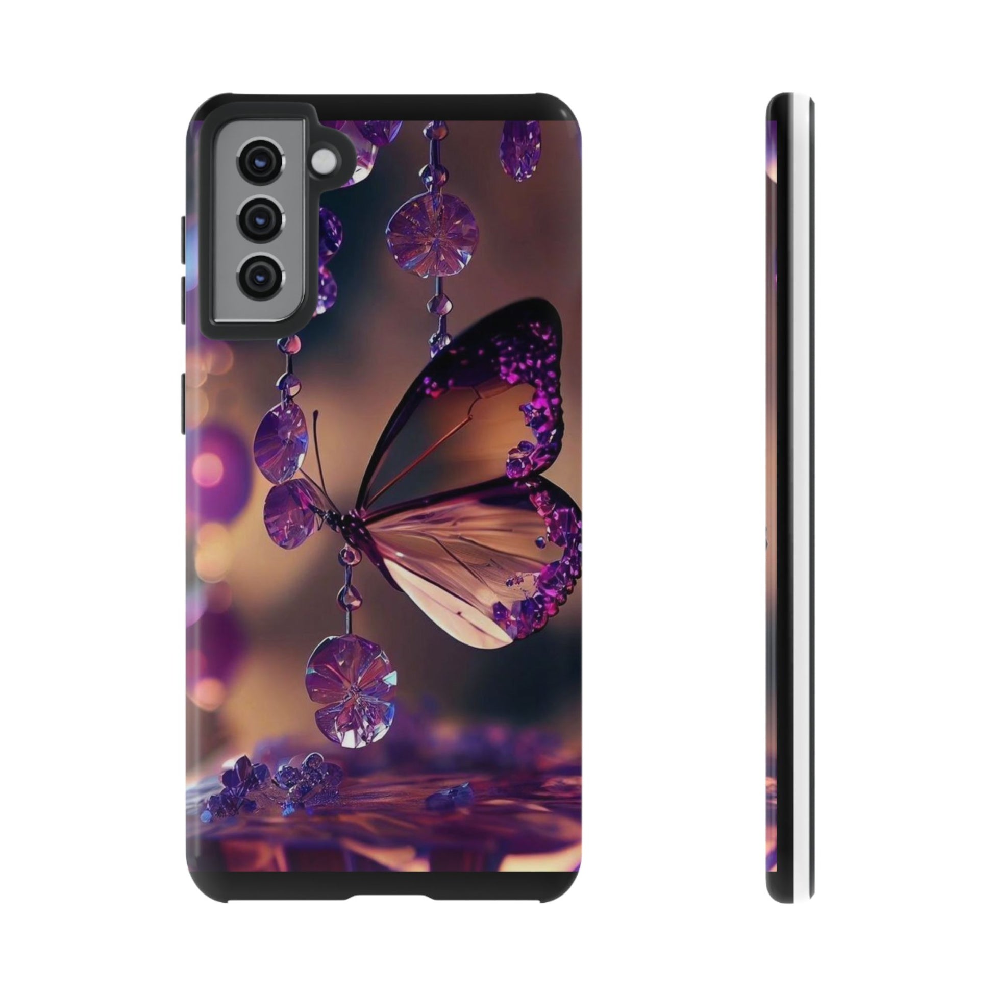 Purple Butterfly Tough Cases for iPhones, Samsung, and Pixel