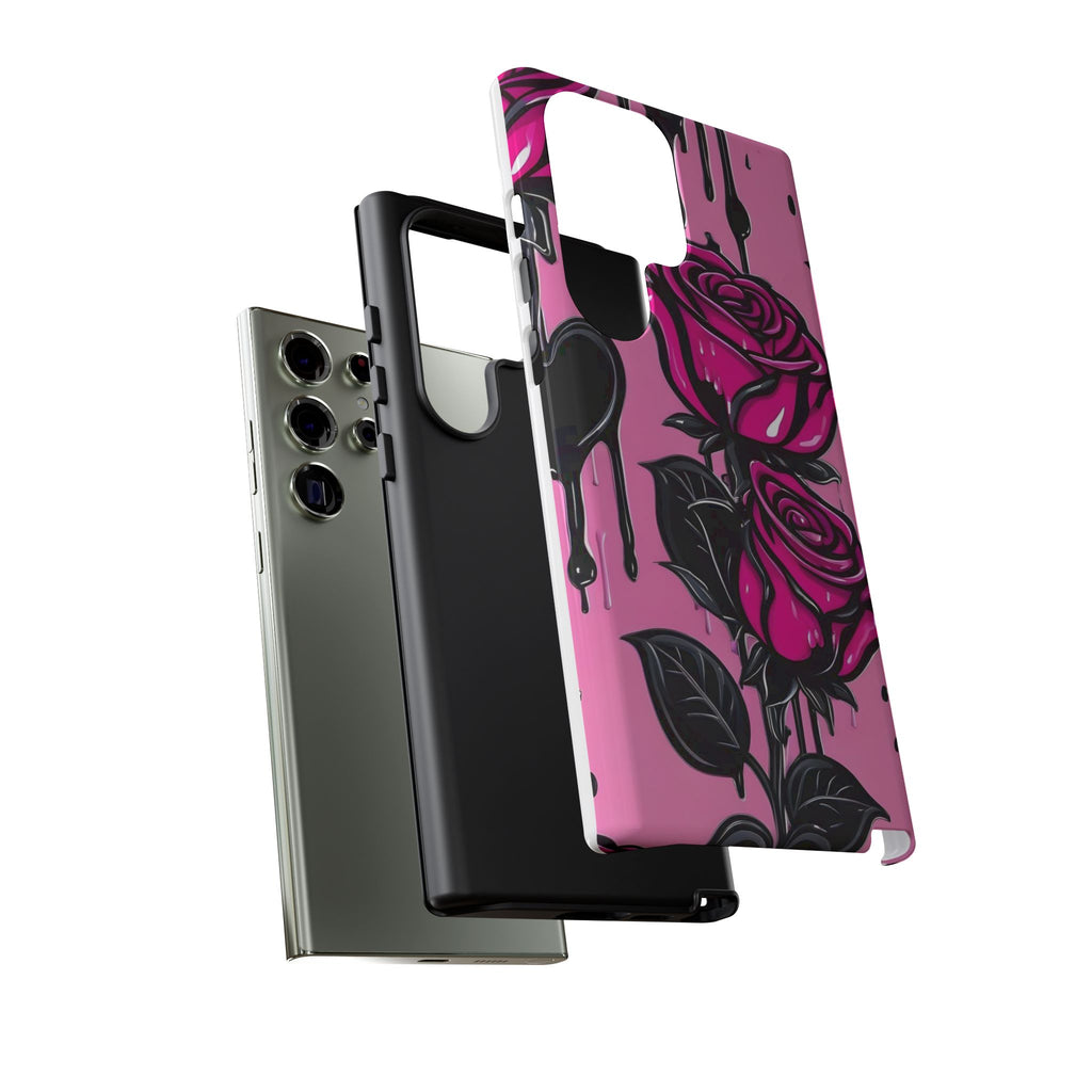 Pink Rose Tough Girly Cases for iPhones, Samsung, and Pixel