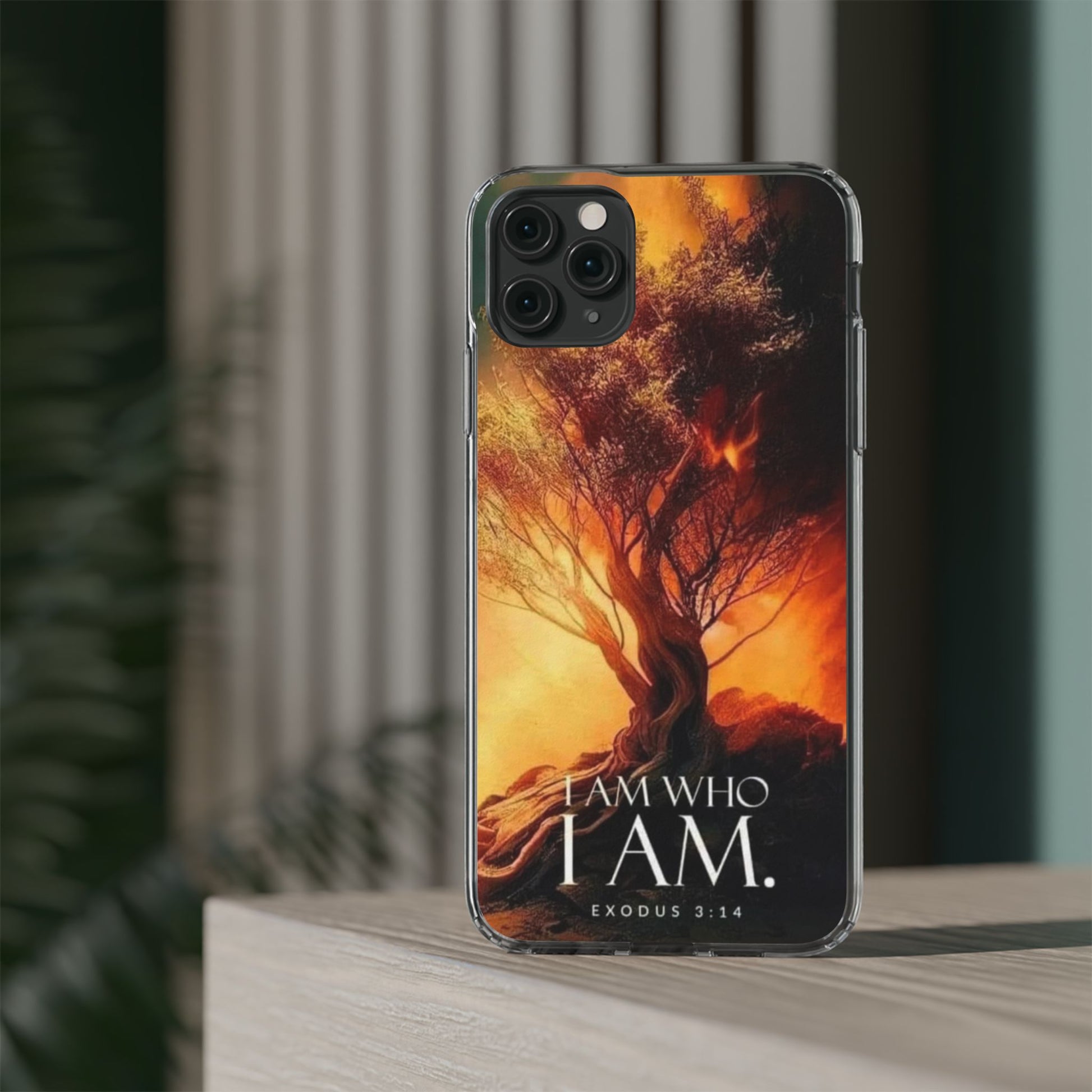 Phone Case, I Am Who I Am Bible Verse Clear Case for Iphone Samsung, Religious
