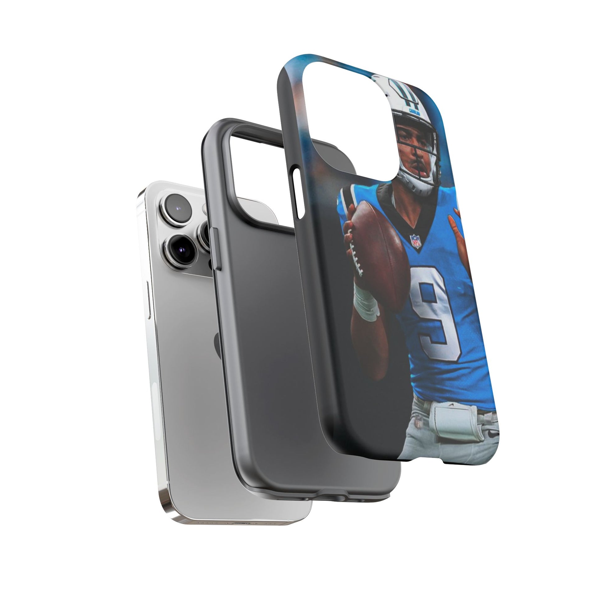 Carolina Panthers Bryce Young Football Tough Cases for iPhones, Samsung, and Pixel