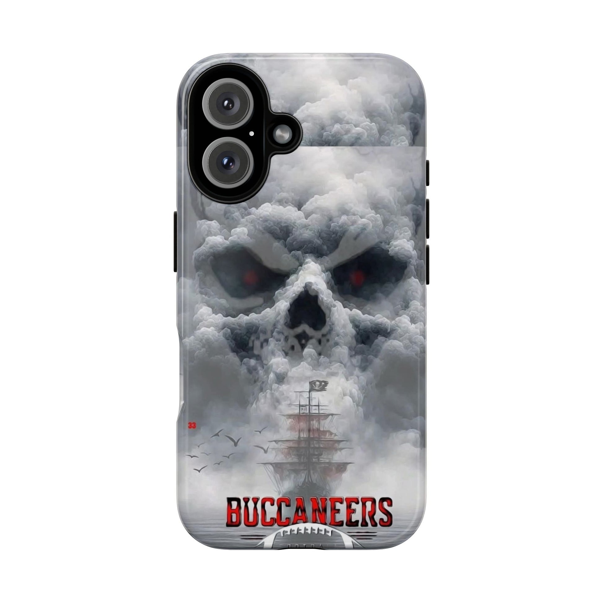 Skull Pirate Ship Football Buccaneers Tough Cases for iPhones, Samsung, and Pixel