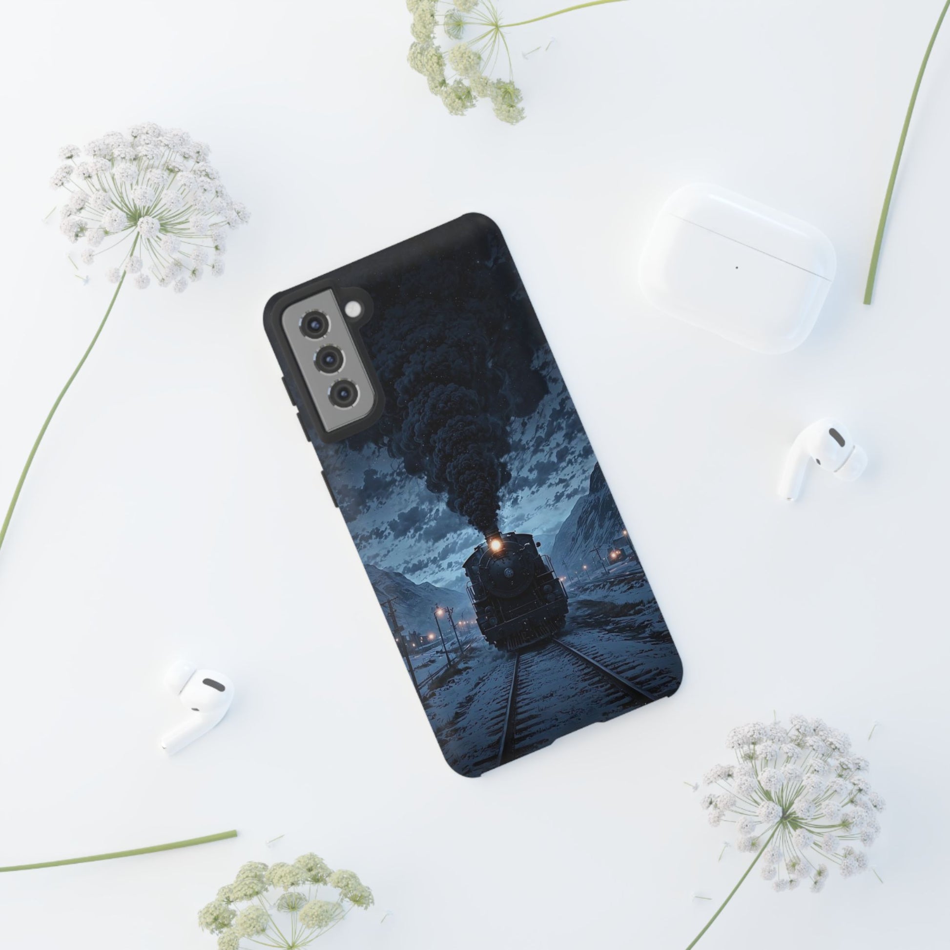 Steam Engine Train Themed Tough Cases for iPhones, Samsung, and Pixel