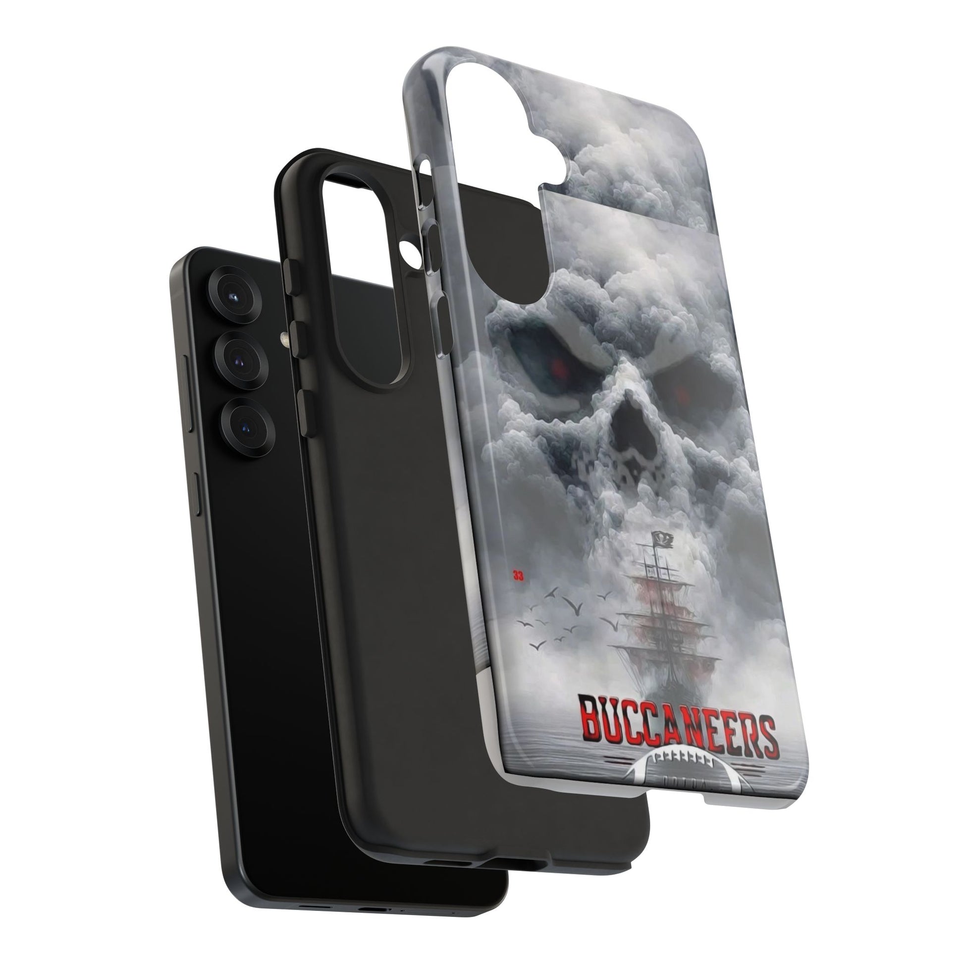 Skull Pirate Ship Football Buccaneers Tough Cases for iPhones, Samsung, and Pixel