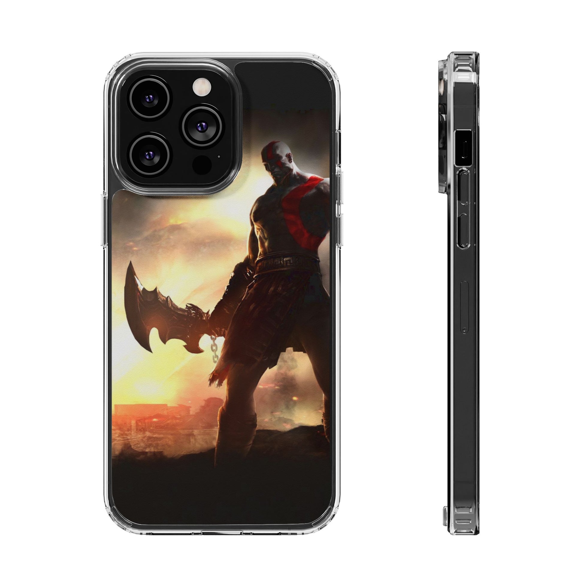 Phone Case, Gaming Inspired War God Clear Case for Gamers, PS4 Fans,