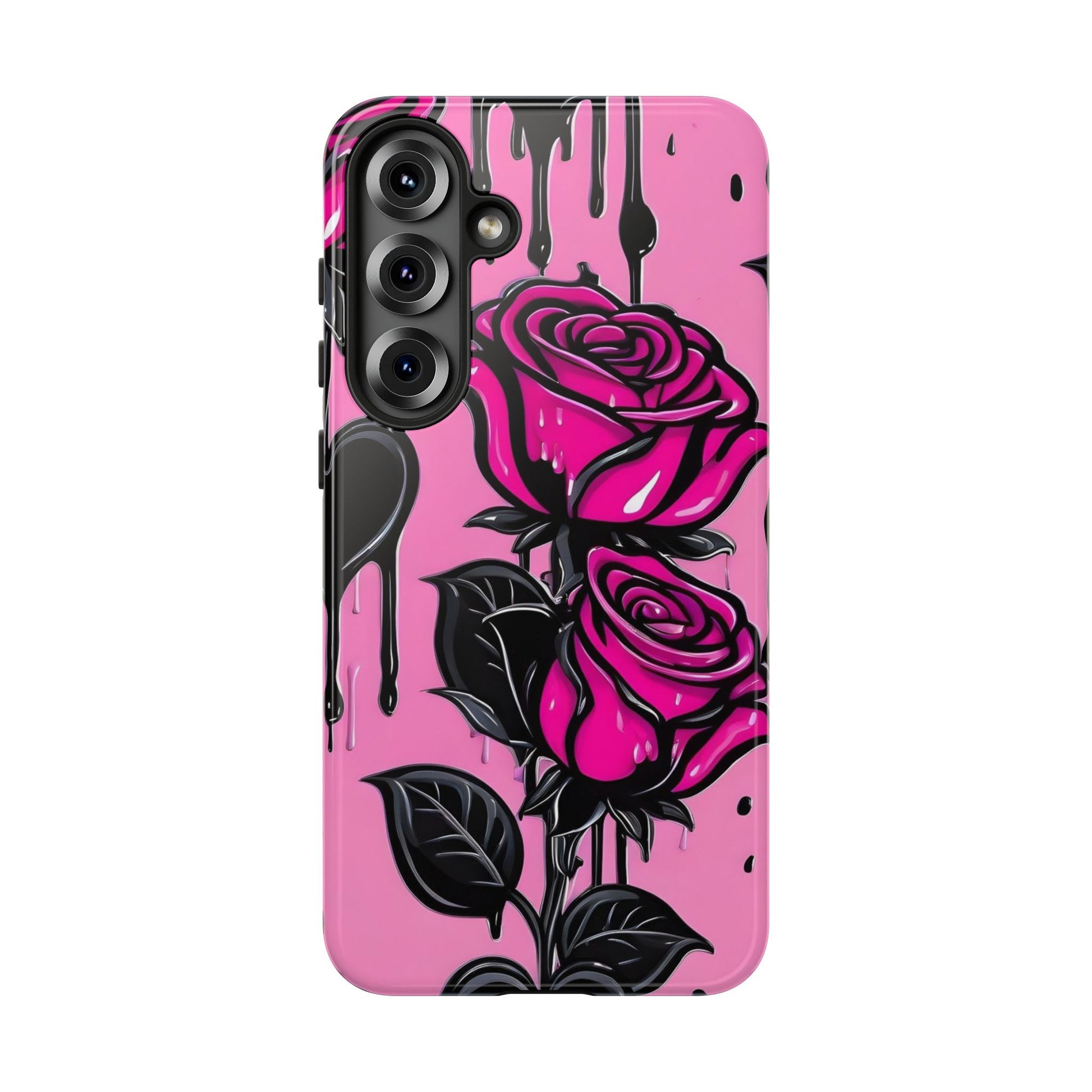 Pink Rose Tough Girly Cases for iPhones, Samsung, and Pixel