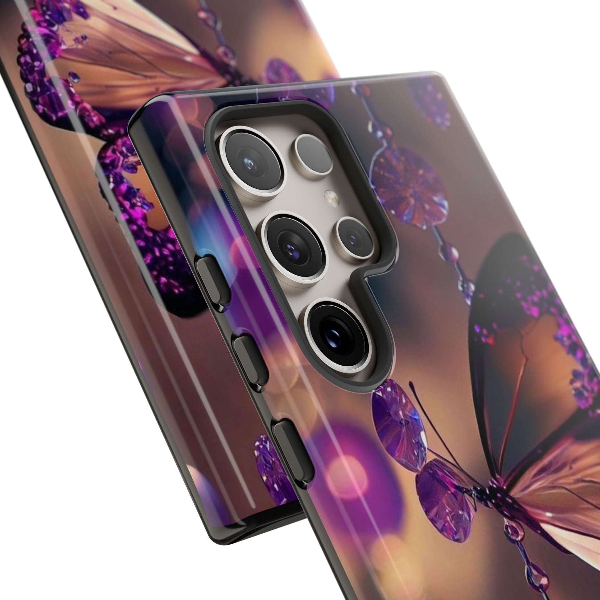 Purple Butterfly Tough Cases for iPhones, Samsung, and Pixel