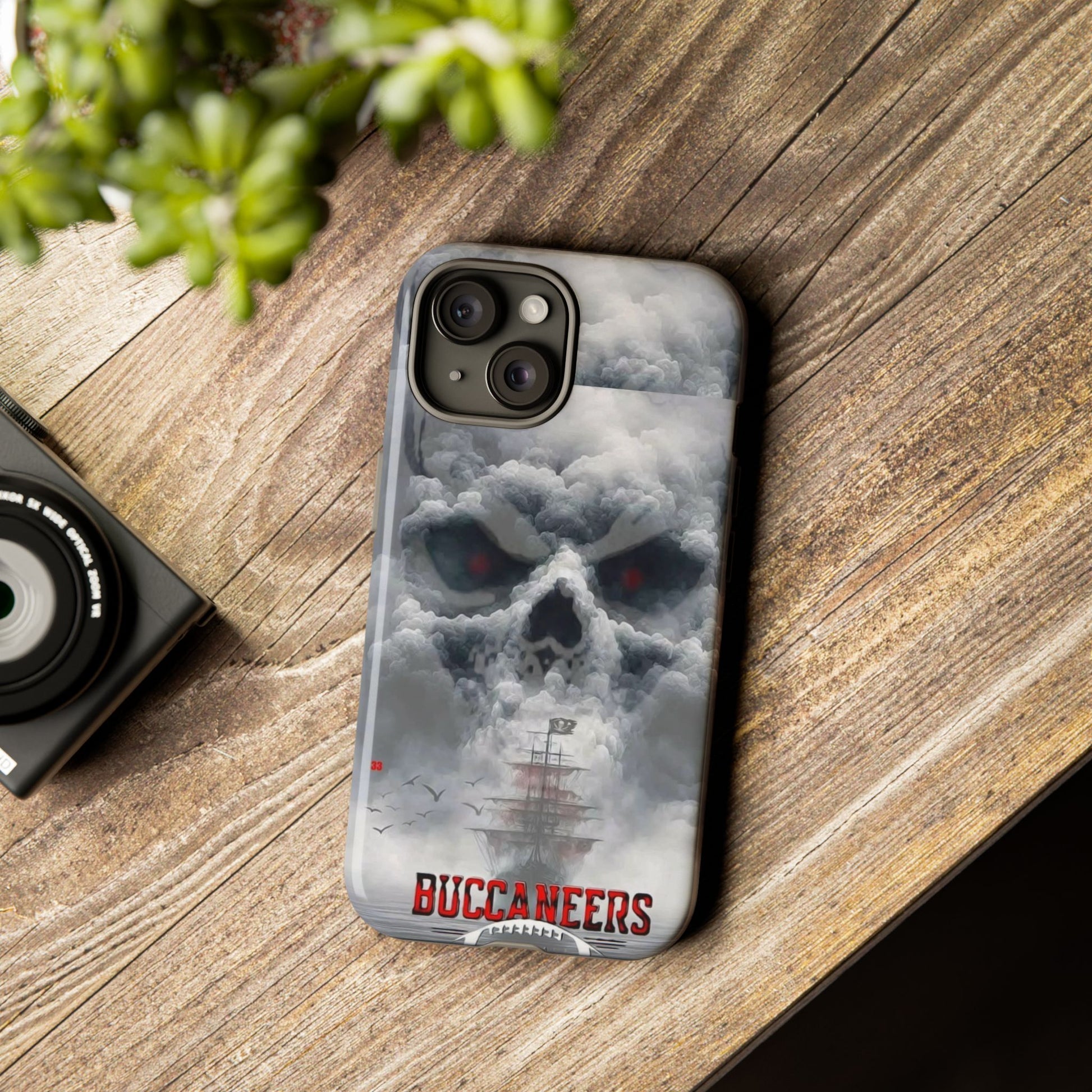 Skull Pirate Ship Football Buccaneers Tough Cases for iPhones, Samsung, and Pixel