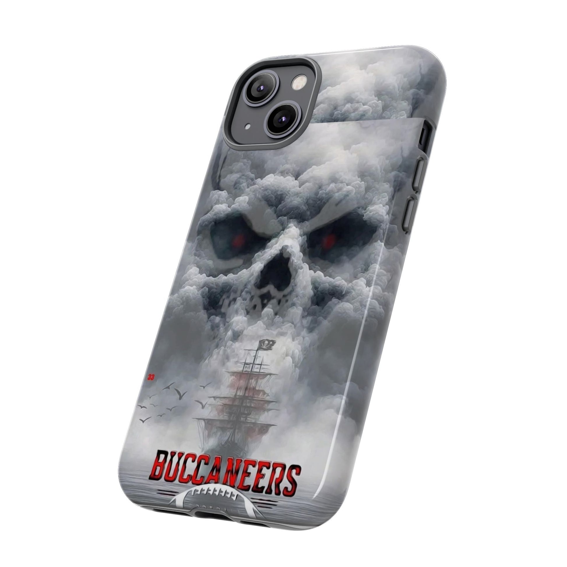 Skull Pirate Ship Football Buccaneers Tough Cases for iPhones, Samsung, and Pixel