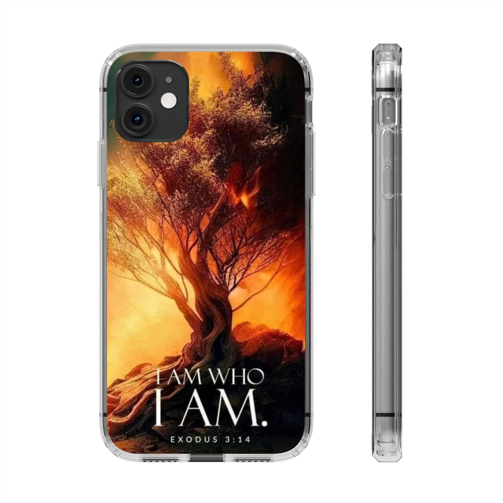 Phone Case, I Am Who I Am Bible Verse Clear Case for Iphone Samsung, Religious