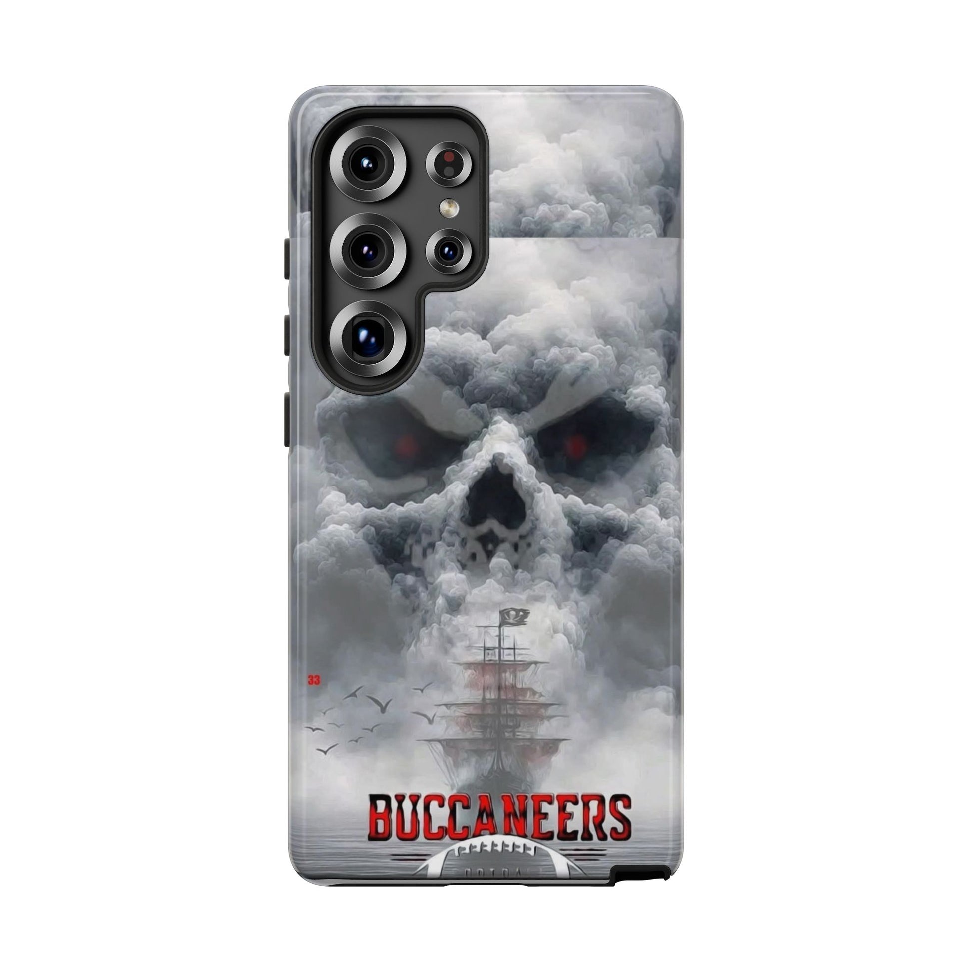 Skull Pirate Ship Football Buccaneers Tough Cases for iPhones, Samsung, and Pixel