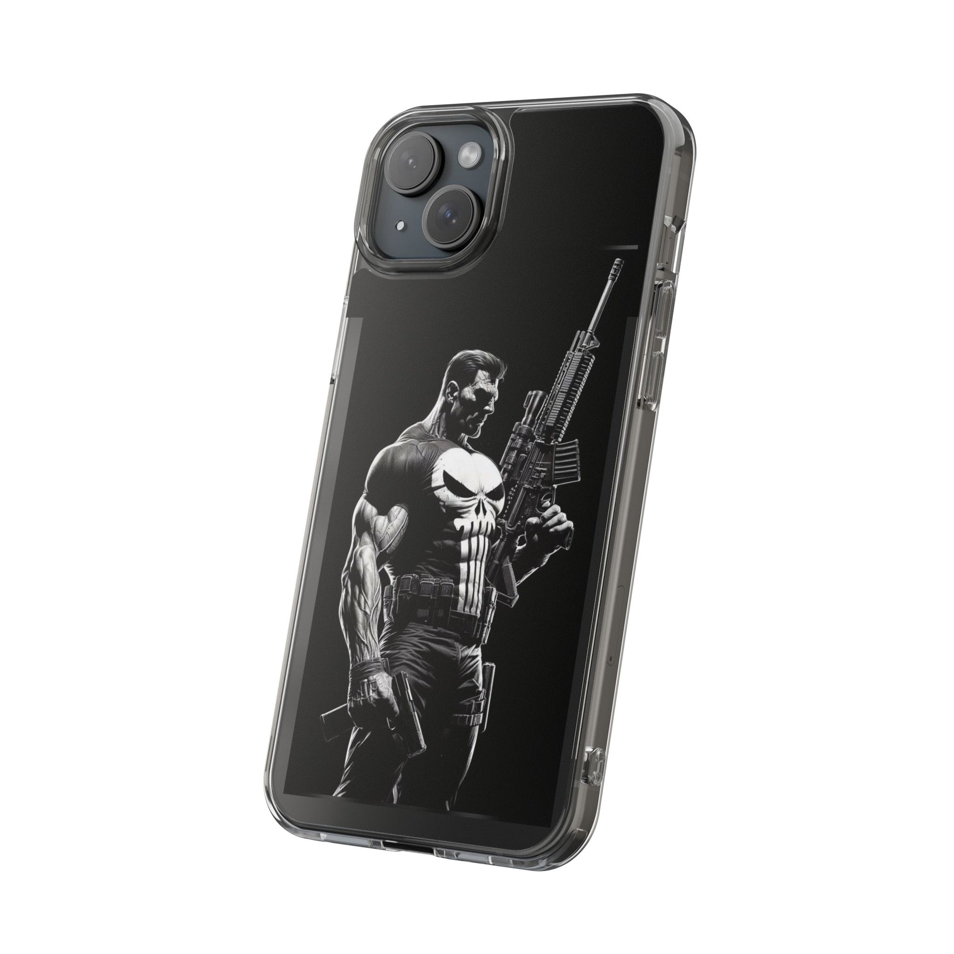 Phone Case, Comic book Inspired Design Punisher, Clear Phone Cover, Funny