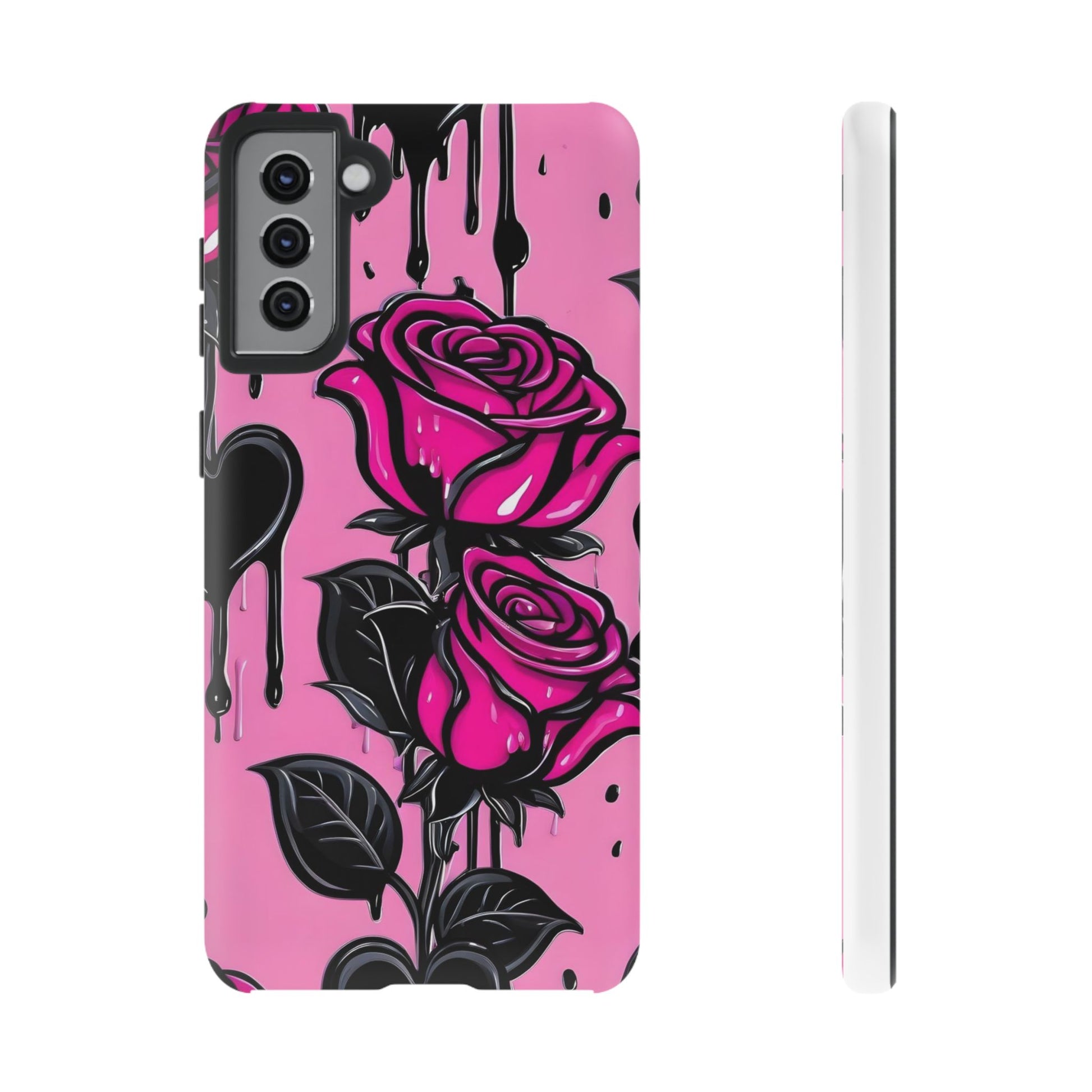 Pink Rose Tough Girly Cases for iPhones, Samsung, and Pixel