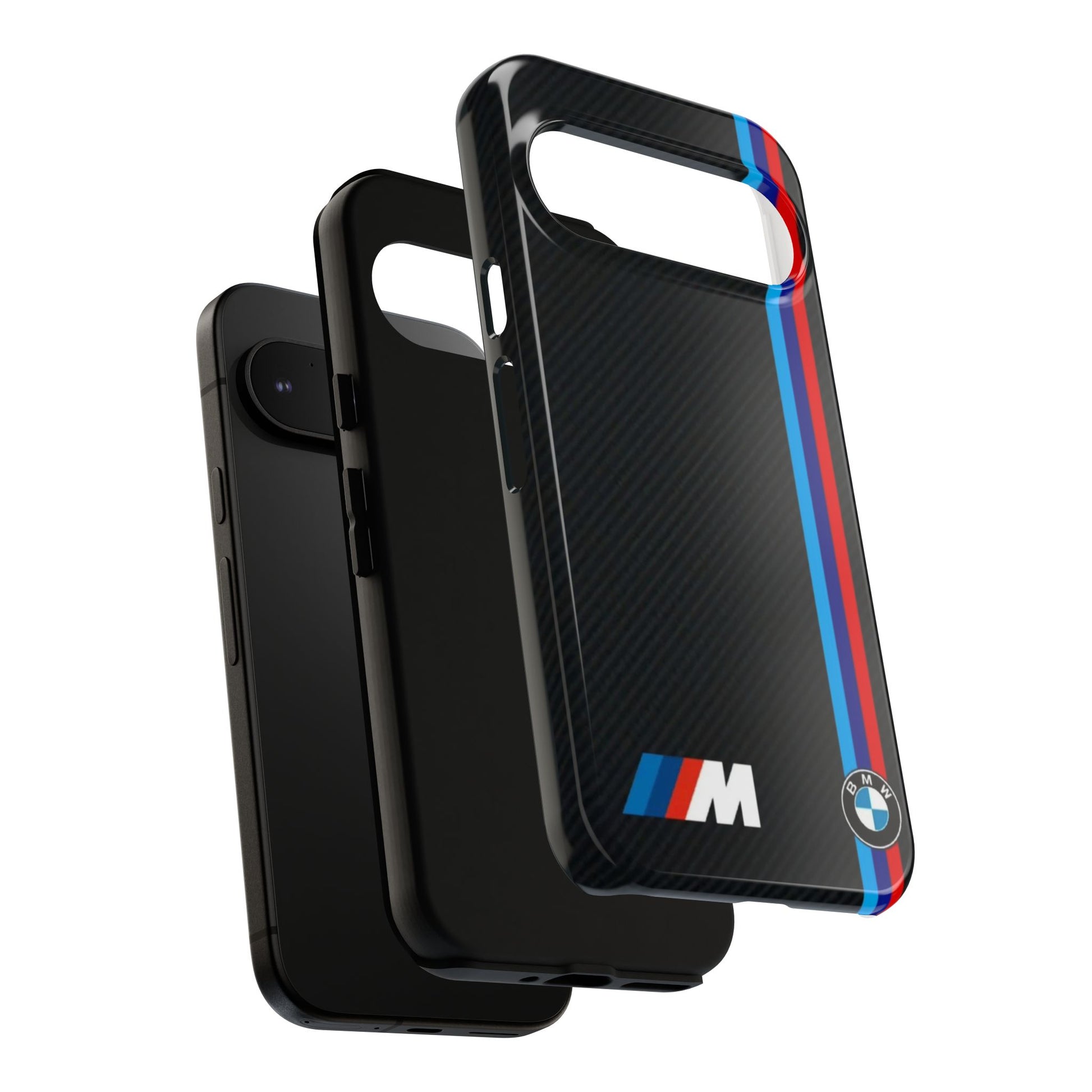BMW M Stripes Carbon Fiber Design Tough Cases for iPhones, Samsung, and Pixel