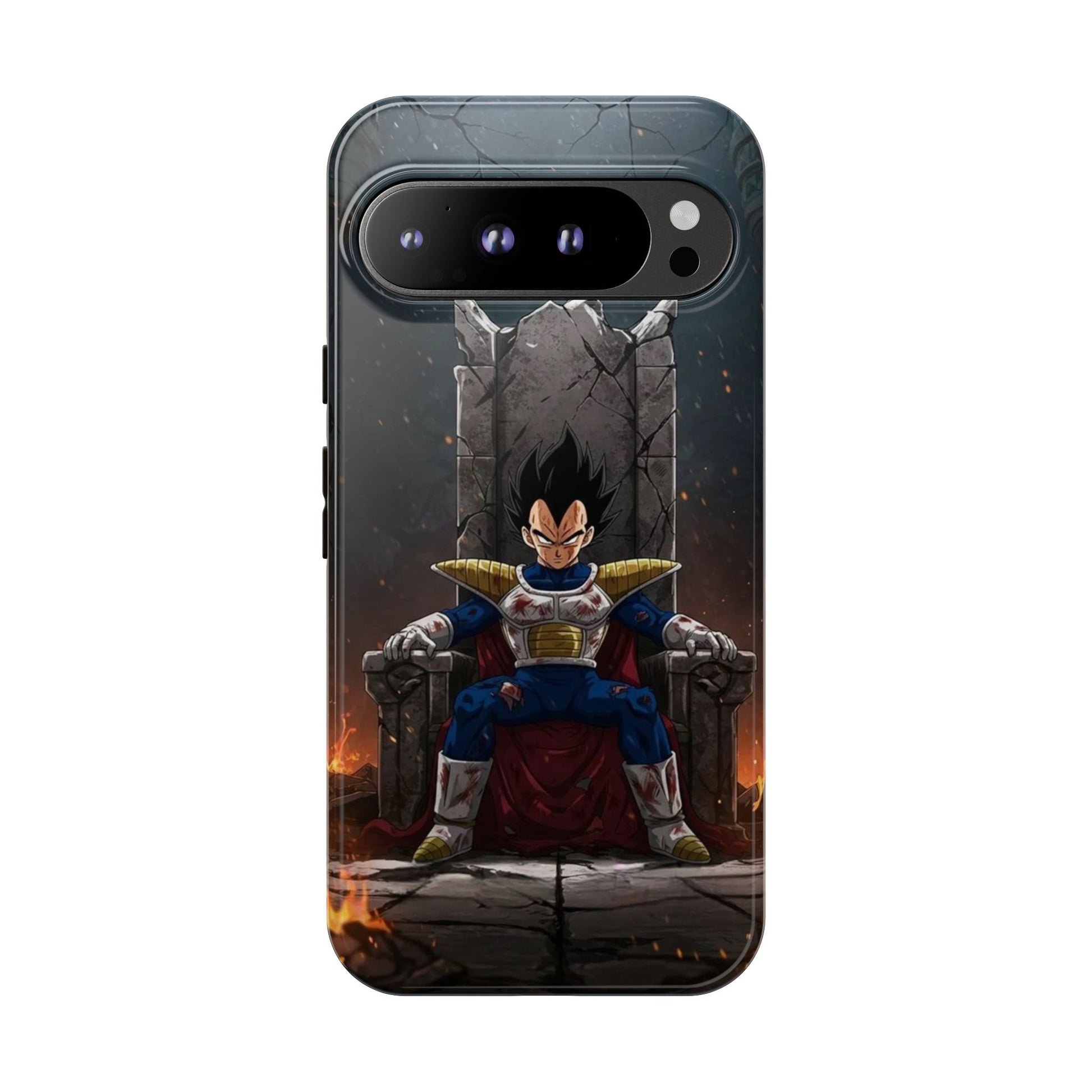 Vegeta on Throne DBZ Theme Tough Cases for iPhones, Samsung, and Pixel