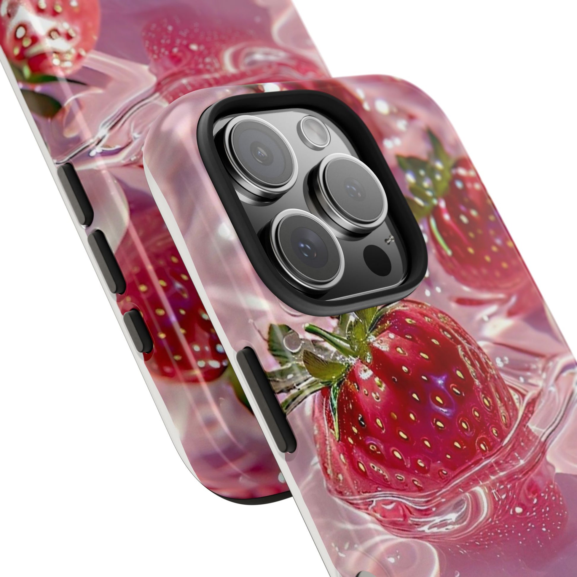 Floating Strawberries Themed Tough Phone Cases for Iphones & Samsung Phones