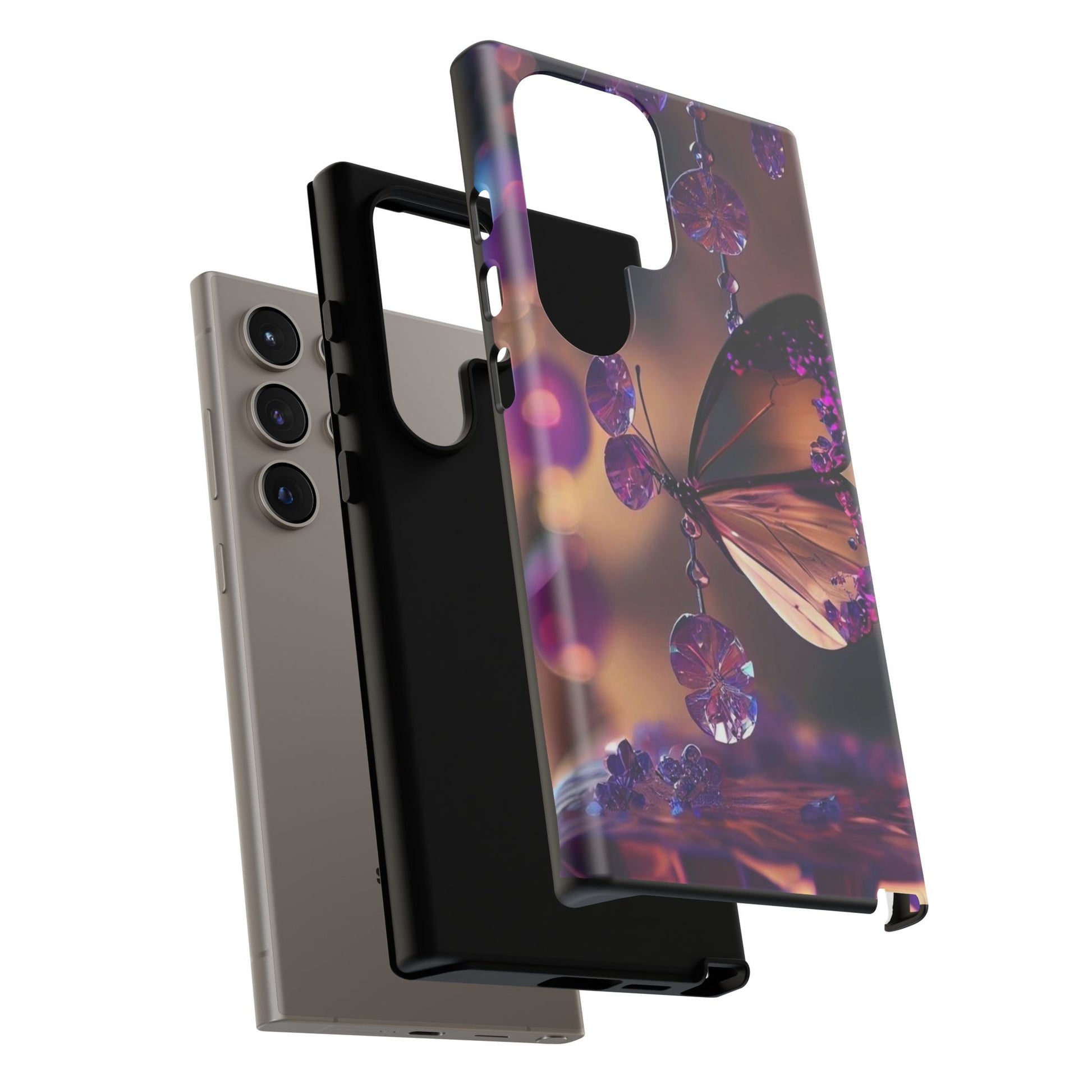 Purple Butterfly Tough Cases for iPhones, Samsung, and Pixel