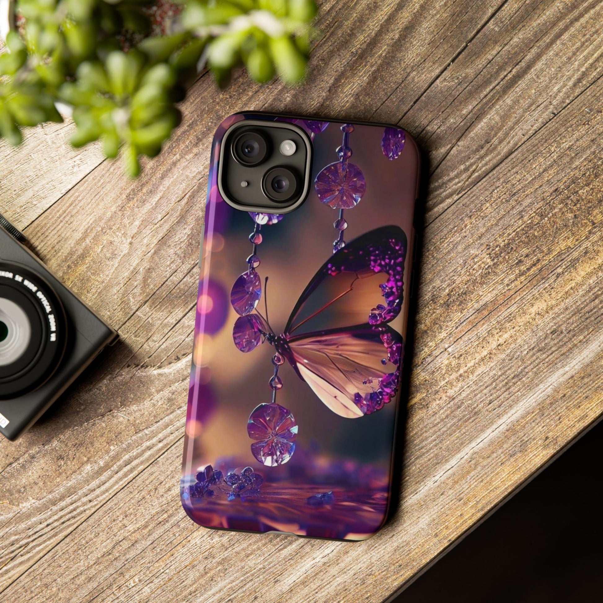 Purple Butterfly Tough Cases for iPhones, Samsung, and Pixel