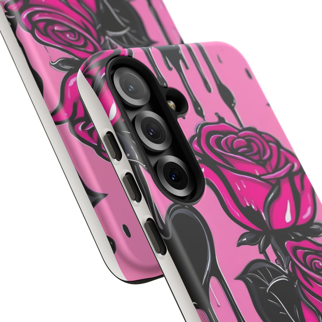 Pink Rose Tough Girly Cases for iPhones, Samsung, and Pixel