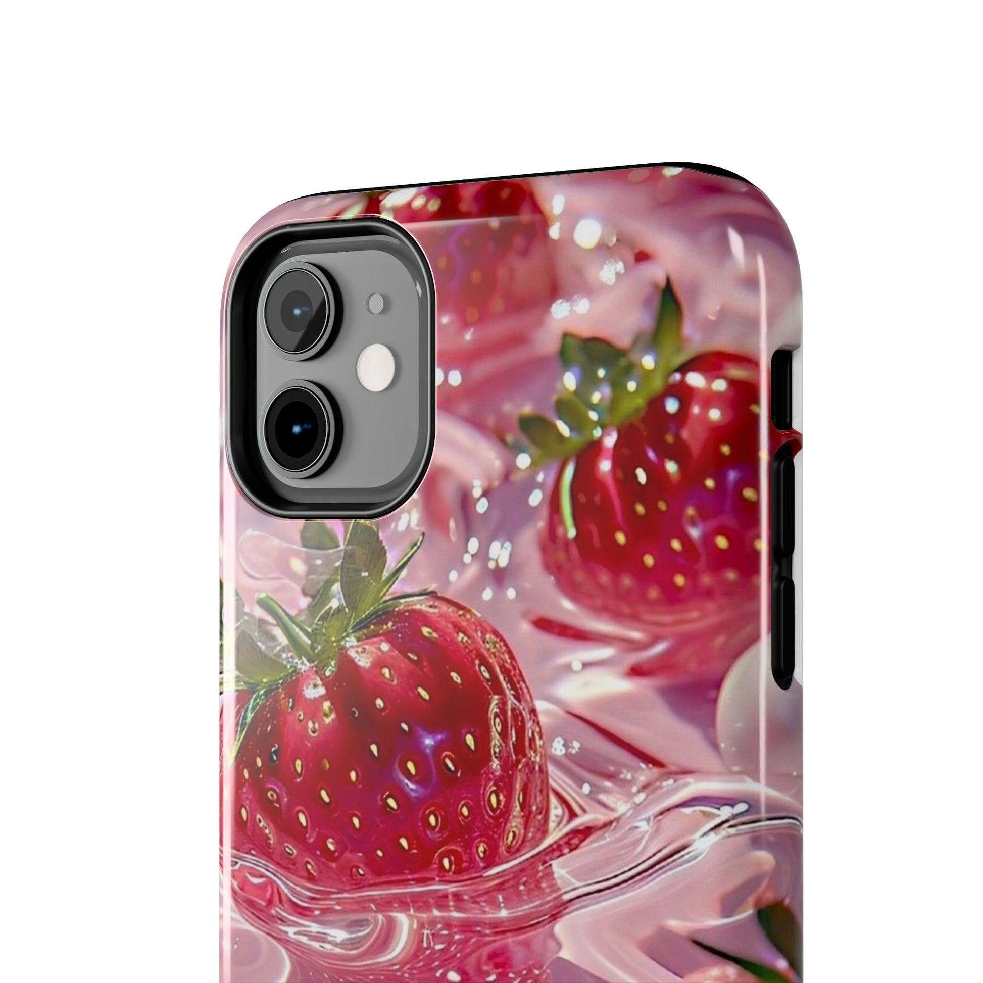 Floating Strawberries Themed Tough Phone Cases for Iphones & Samsung Phones