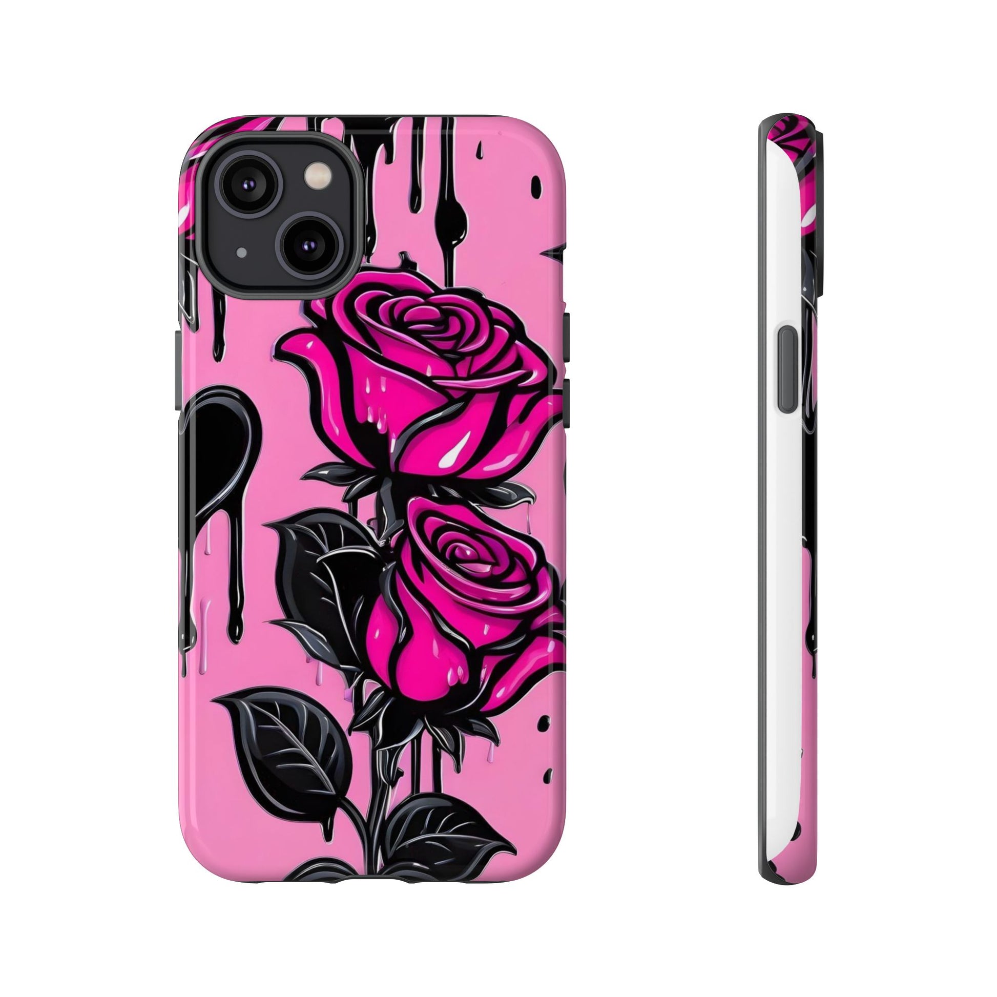 Pink Rose Tough Girly Cases for iPhones, Samsung, and Pixel