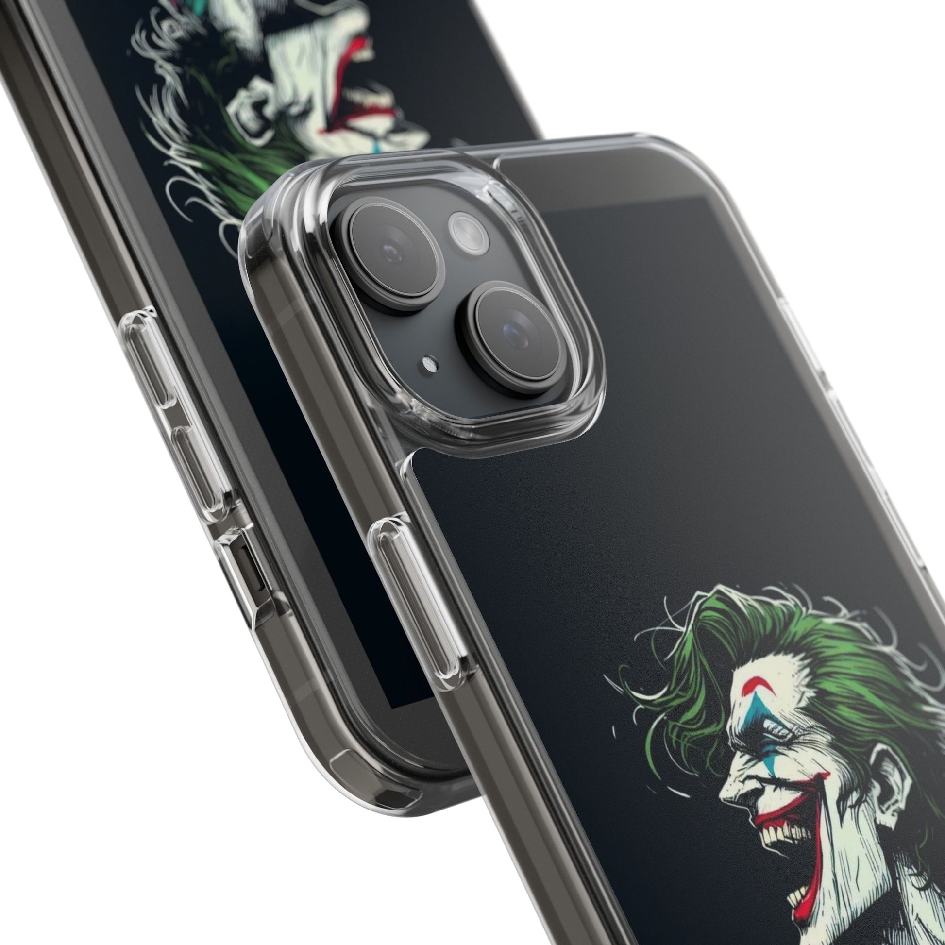 Phone Case, Comic book Inspired Design Joker Laughing, Clear Phone Cover