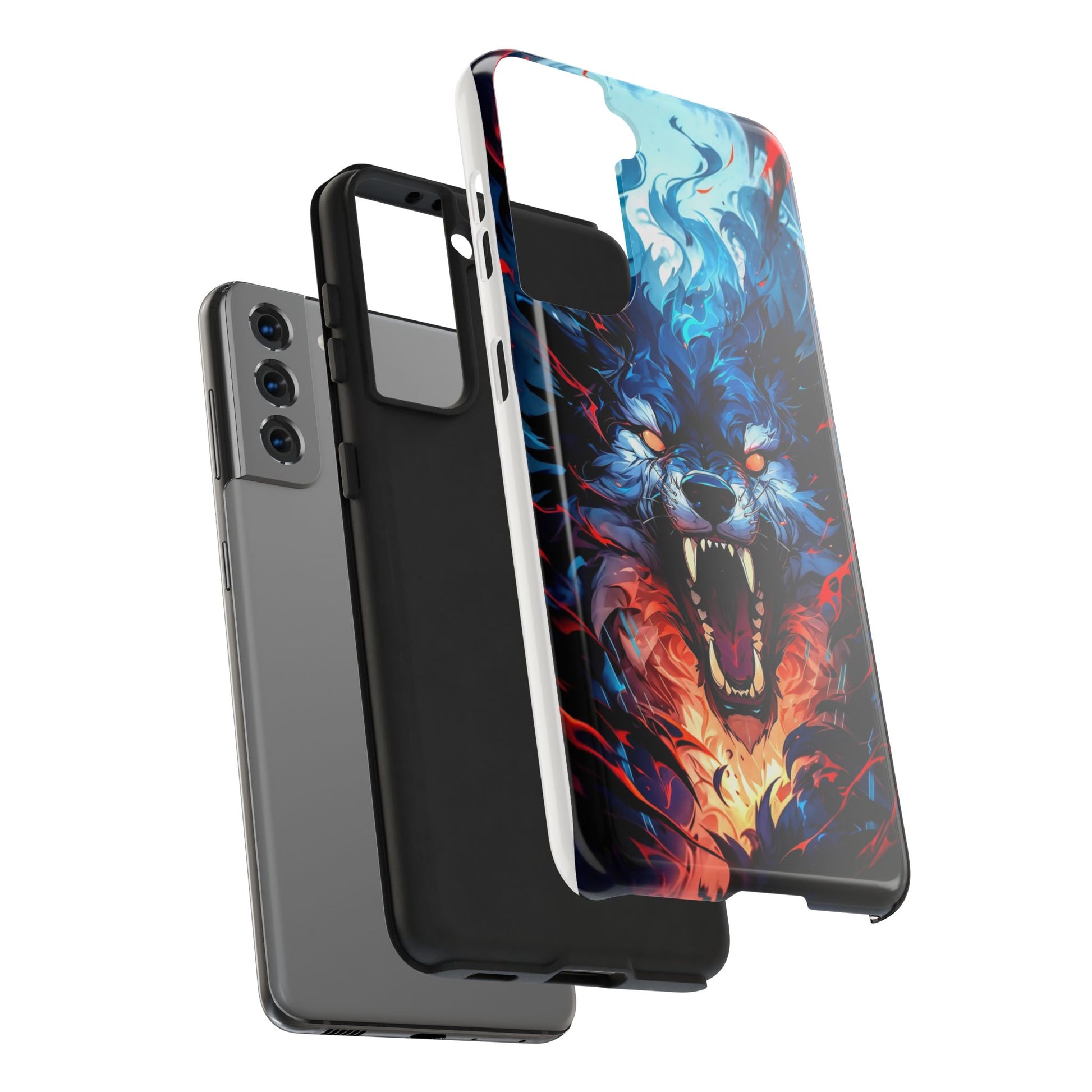 Aggressive Wolf Art Themed Tough Phone Cases for Iphones & Samsung Phones