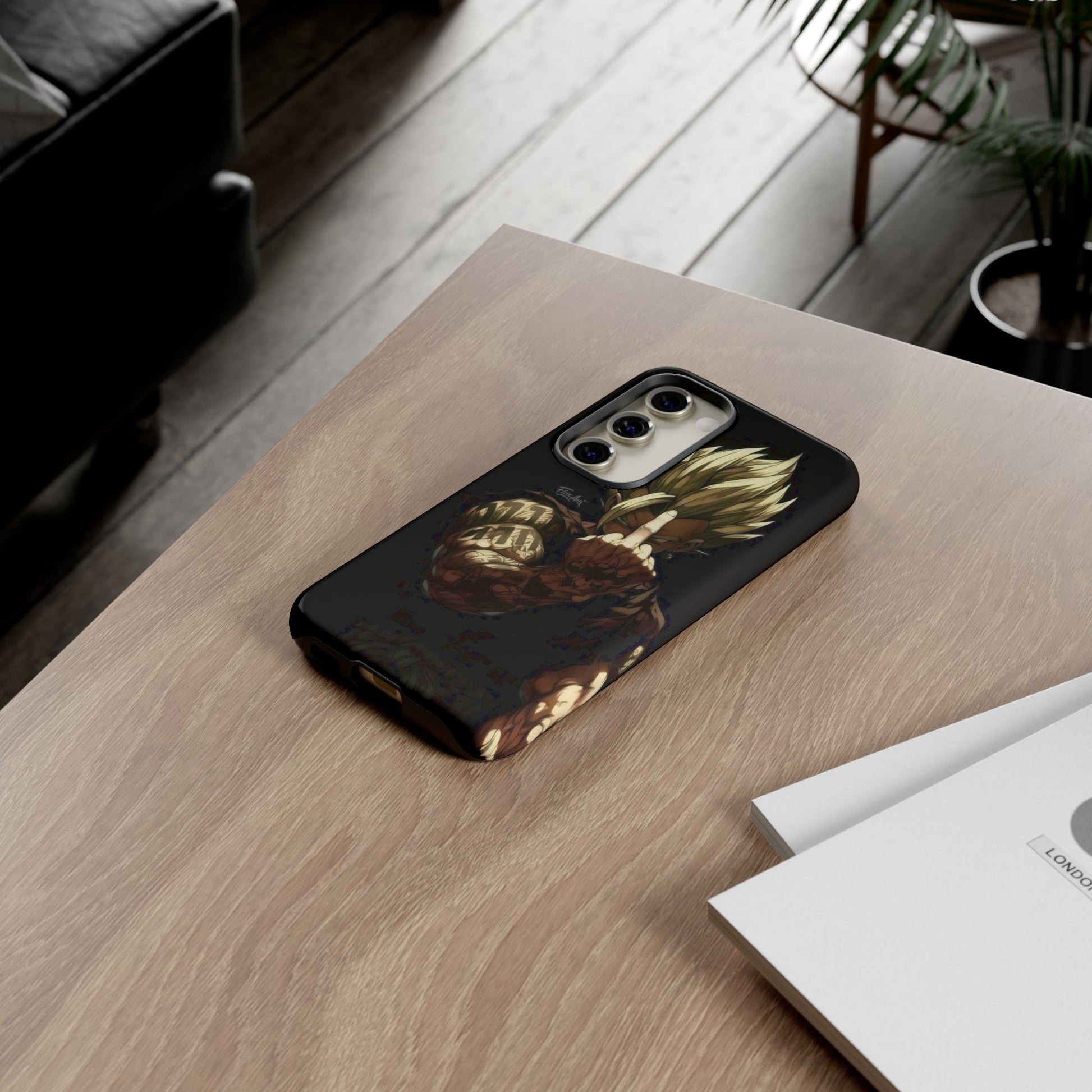 Middle Finger SS Goku Dragon Ball Z Tough Cases for iPhones, Samsung, and Pixel